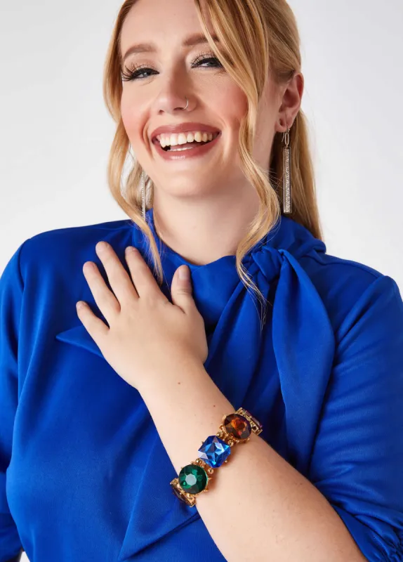 Multicolored Crystal Stretch Bracelet sold by Ashley Stewart