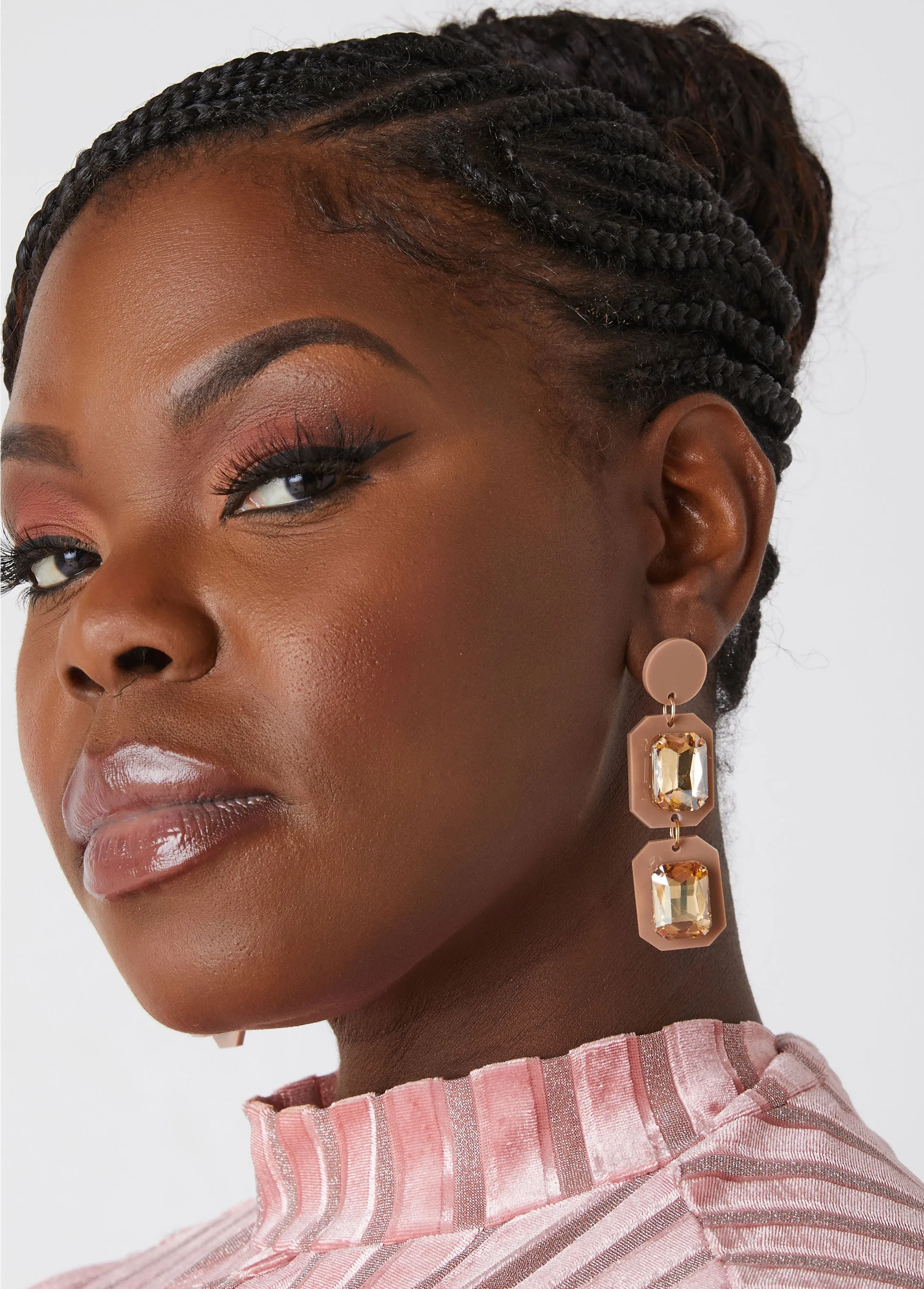 Layered Crystal Earrings sold by Ashley Stewart