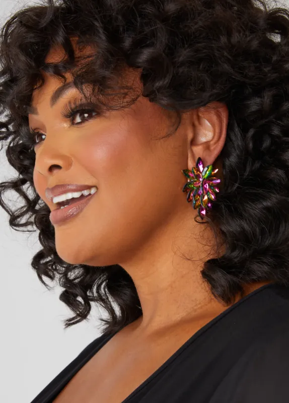 Iridescent Crystal Clip On Earrings sold by Ashley Stewart
