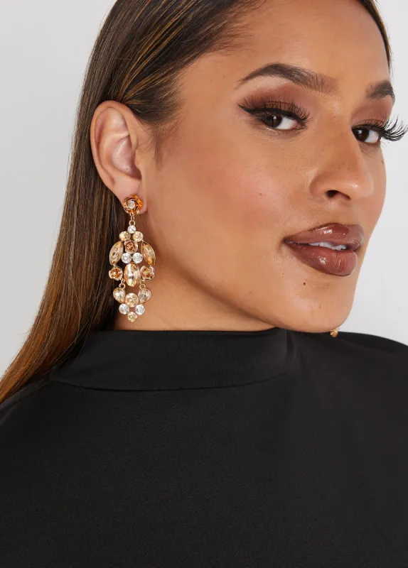 Rose Crystal Drop Earrings sold by Ashley Stewart