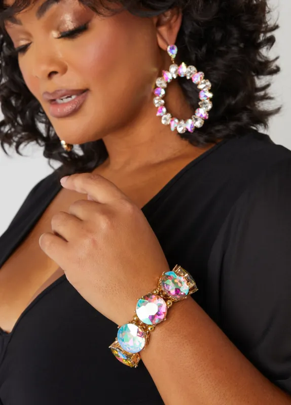Iridescent Crystal Stretch Bracelet sold by Ashley Stewart
