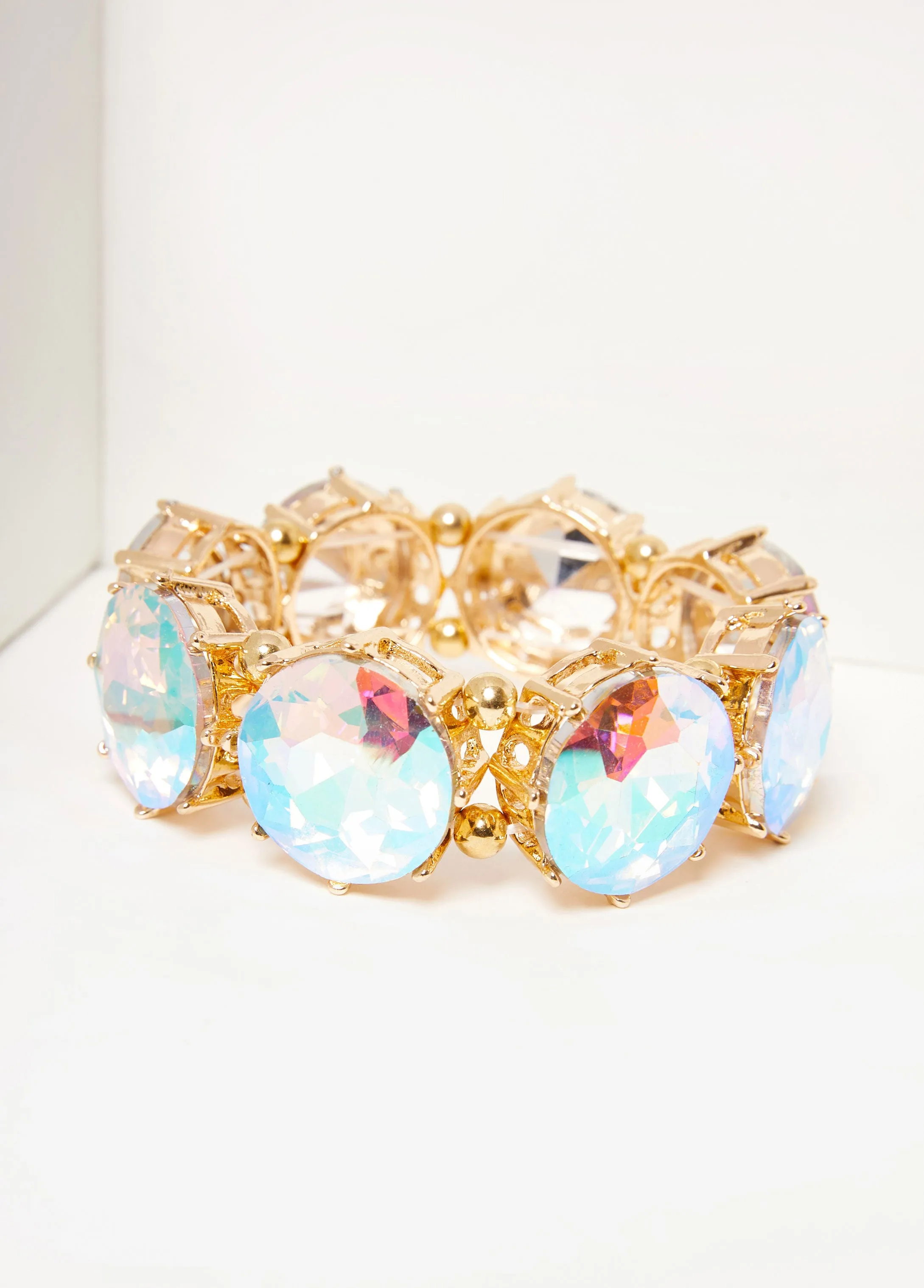 Iridescent Crystal Stretch Bracelet sold by Ashley Stewart product image thumbnail 2