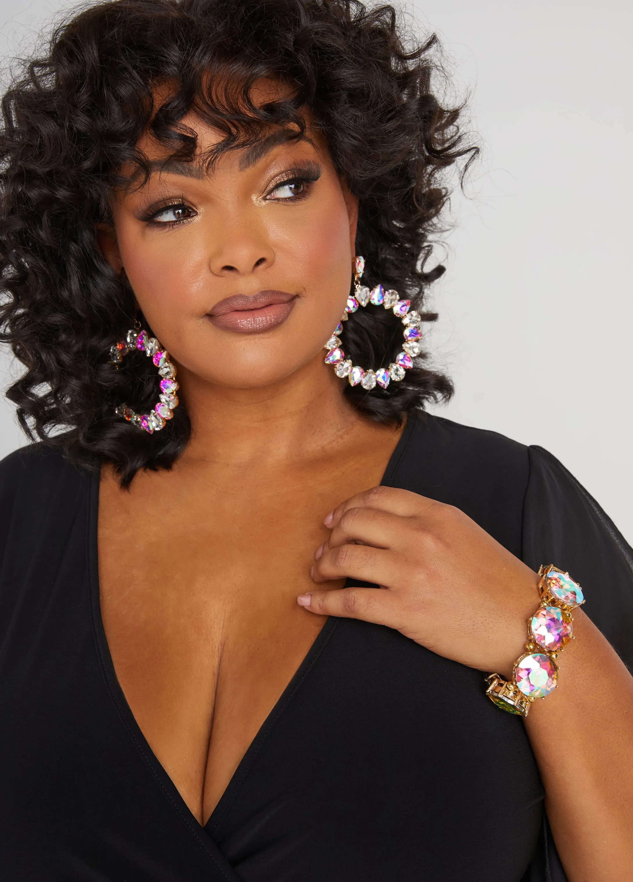 Iridescent Crystal Stretch Bracelet sold by Ashley Stewart product image thumbnail 3