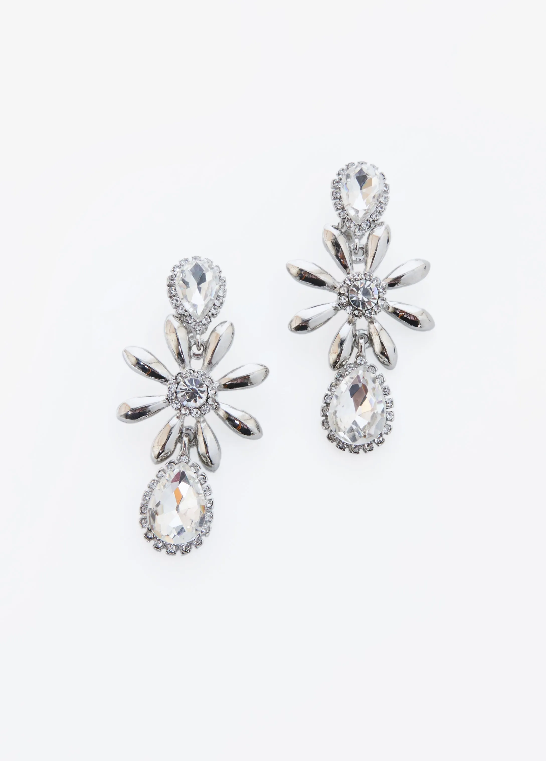 Flower Silver Tone Clip On Earrings sold by Ashley Stewart product image thumbnail 2