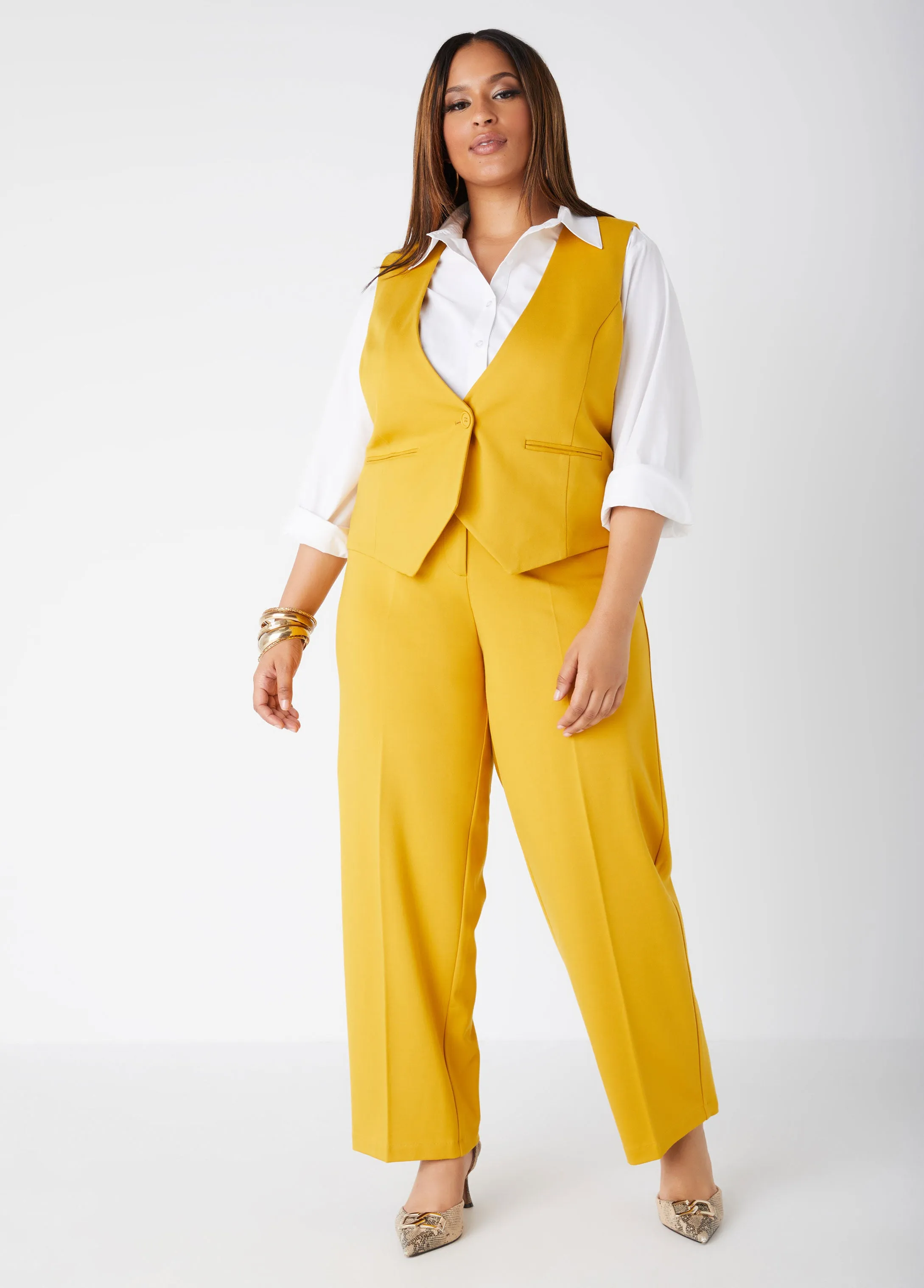 Ponte High Waist Trousers sold by Ashley Stewart