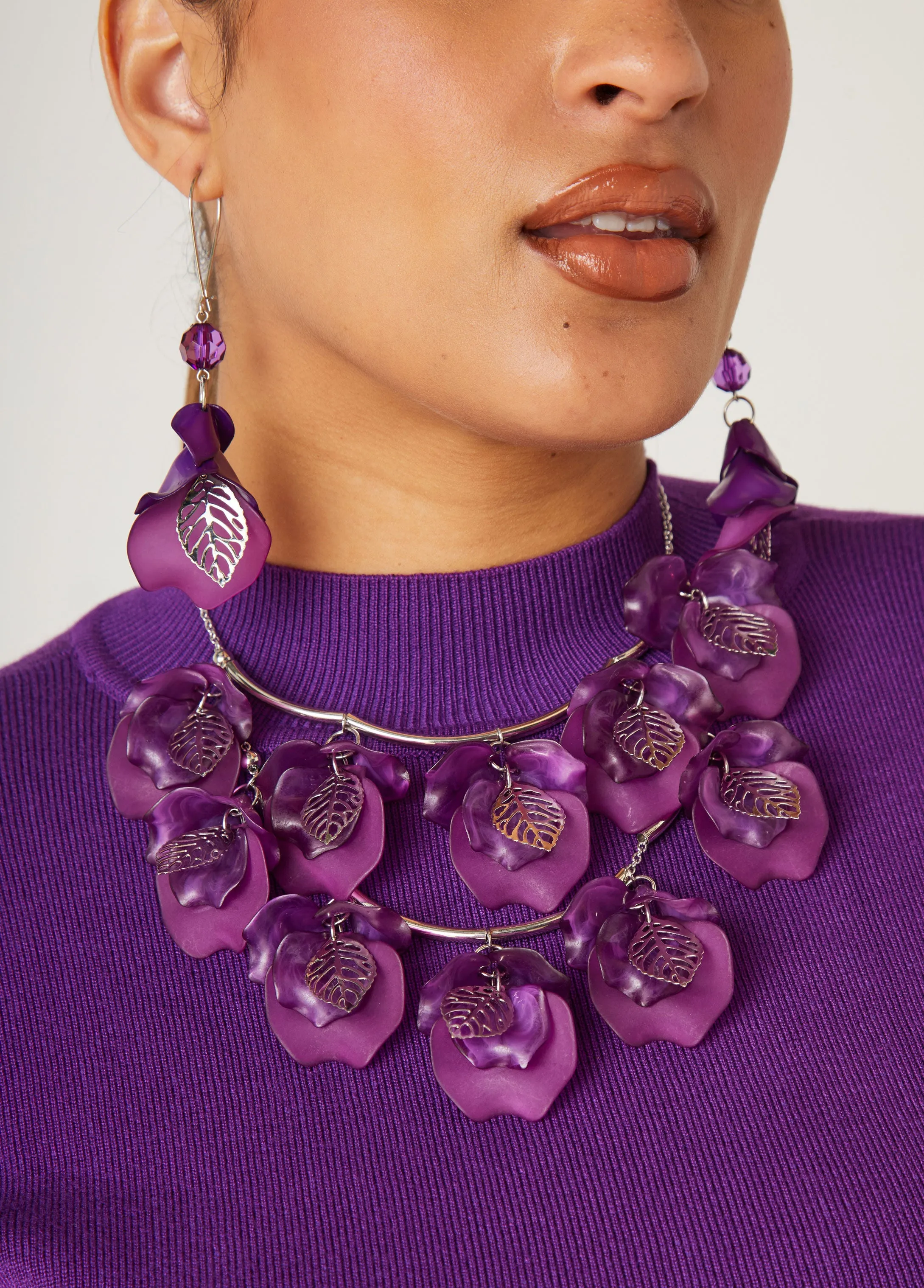 Flower Petal Silver Tone Necklace sold by Ashley Stewart product image thumbnail 2