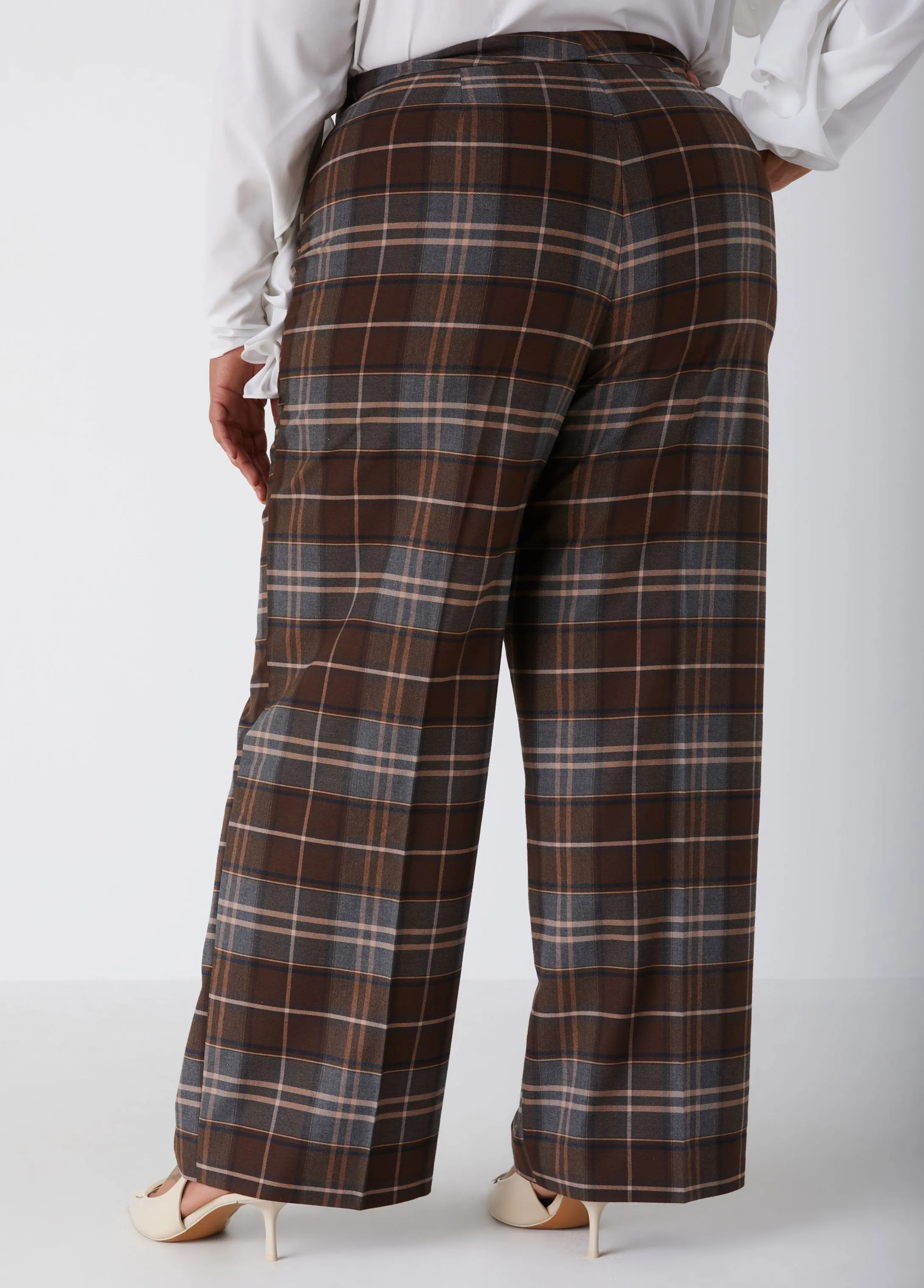 High Waist Plaid Wide Leg Pants sold by Ashley Stewart product image thumbnail 2