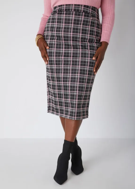 Plaid Knit Pencil Skirt sold by Ashley Stewart