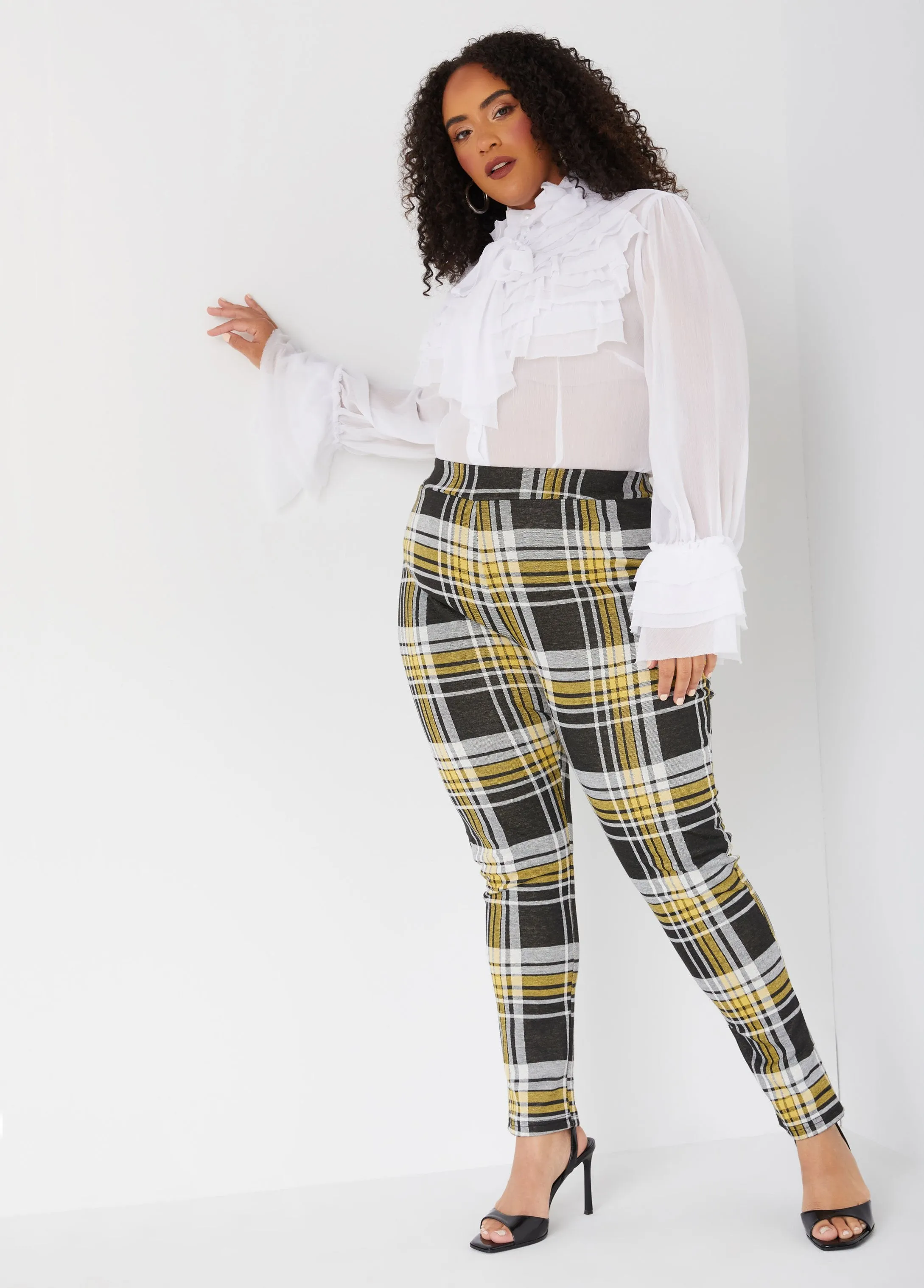High Rise Plaid Pull On Leggings sold by Ashley Stewart product image thumbnail 3