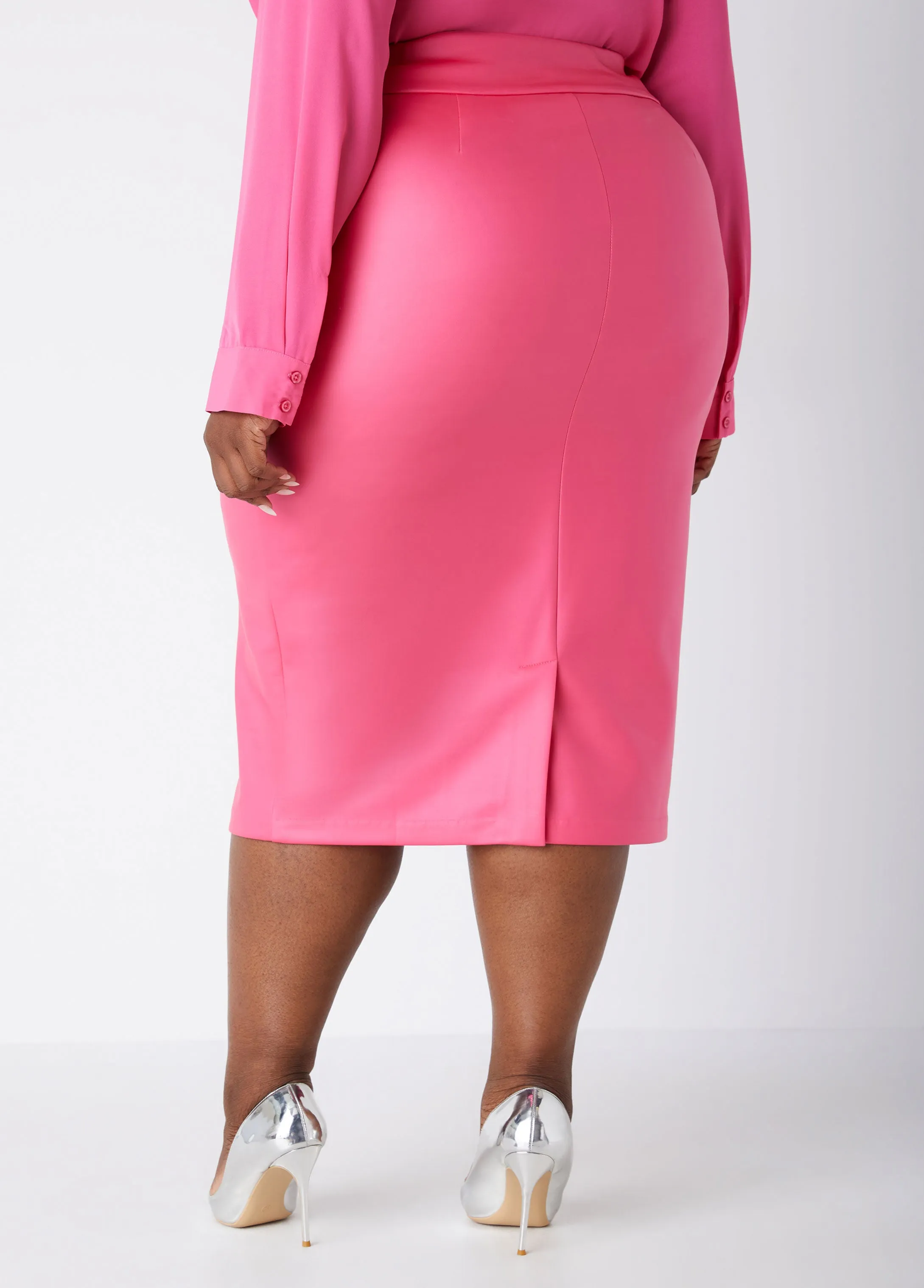 Pull On Midi Faux Leather Skirt sold by Ashley Stewart product image thumbnail 5