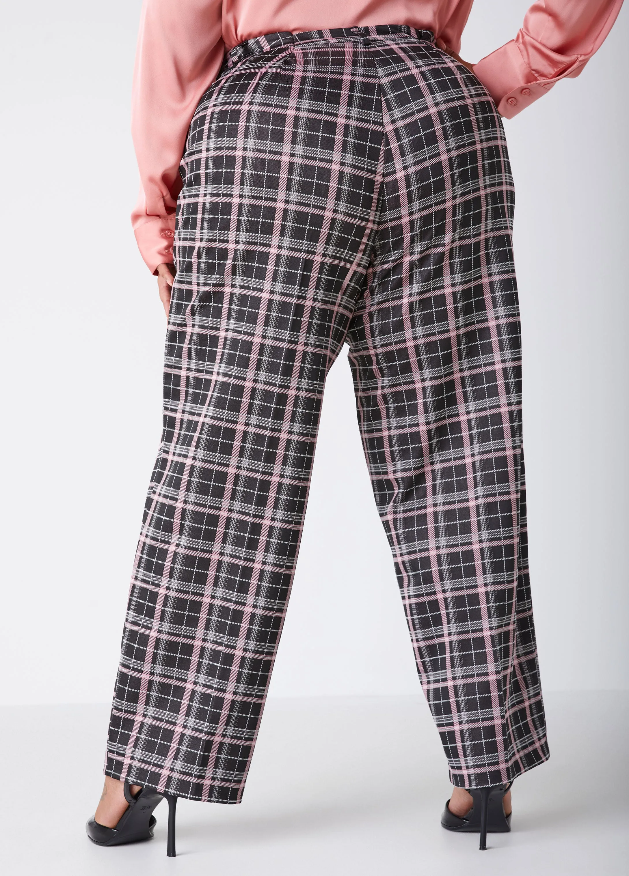 Plaid Knit Straight Leg Trousers sold by Ashley Stewart product image thumbnail 2