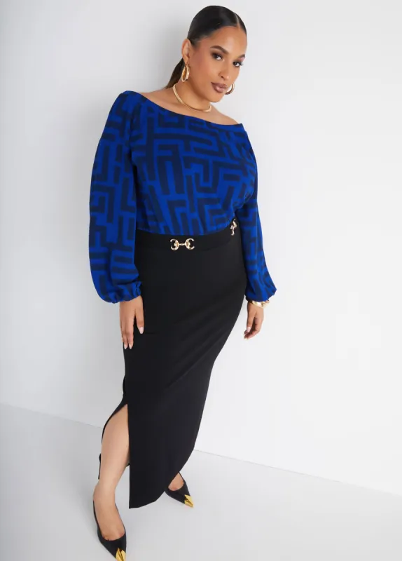 Geo Print Textured Maxi Dress sold by Ashley Stewart