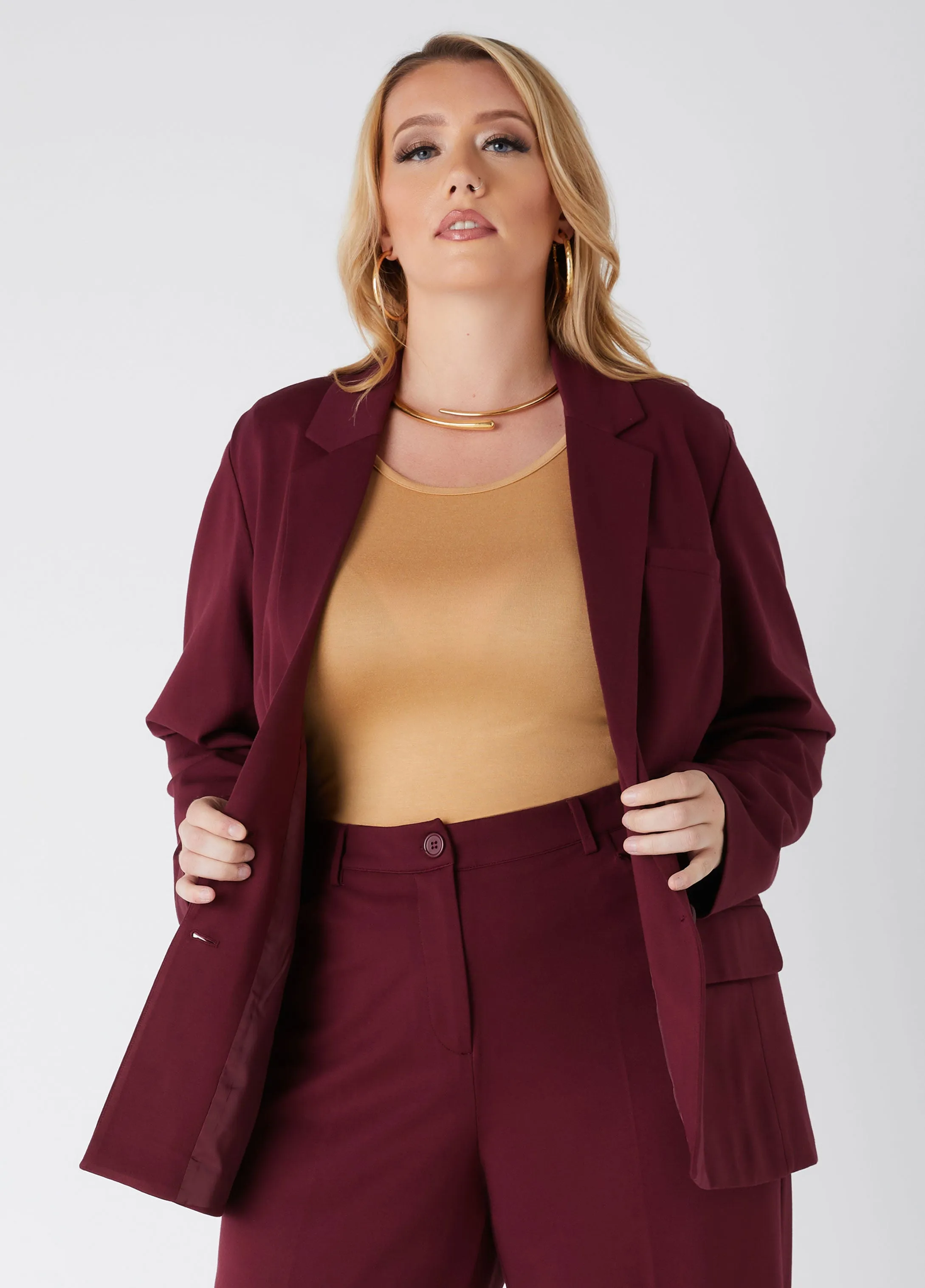 Notch Lapel Pocketed Blazer sold by Ashley Stewart
