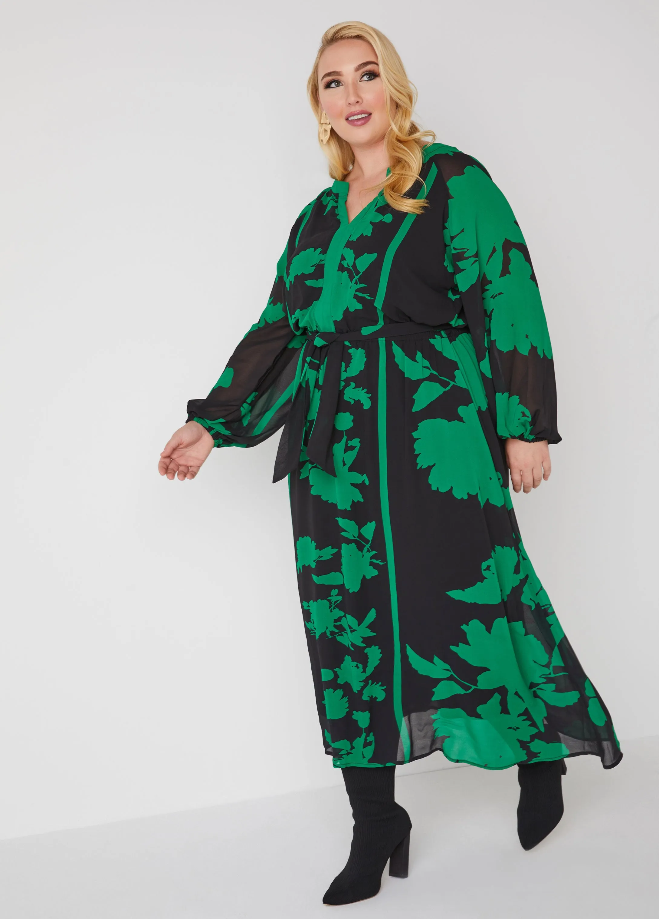 Floral Print Georgette Maxi Dress sold by Ashley Stewart product image thumbnail 3