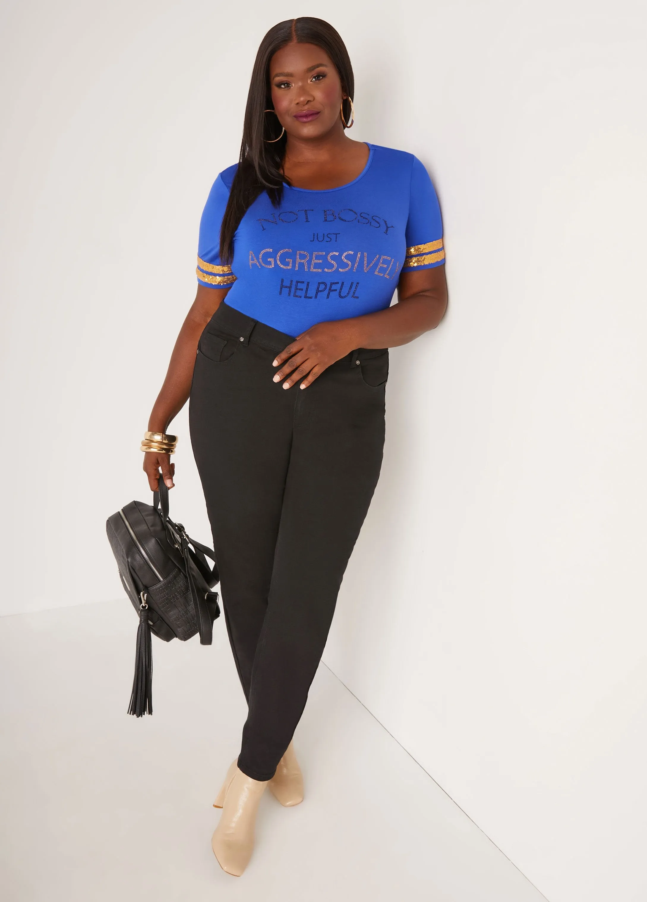 Not Bossy Embellished Tee sold by Ashley Stewart product image thumbnail 3