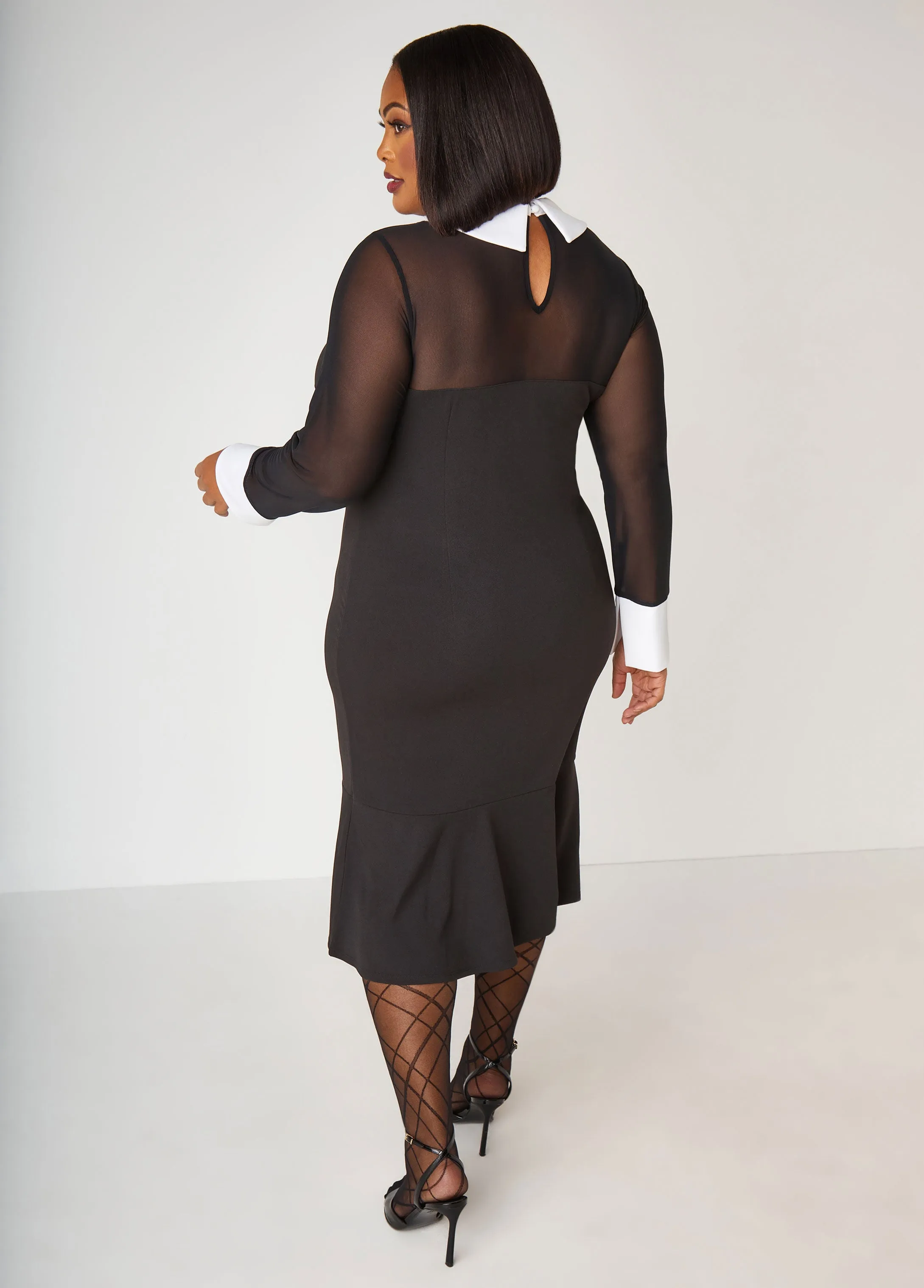 Mesh Paneled Midi Bodycon Dress sold by Ashley Stewart product image thumbnail 2