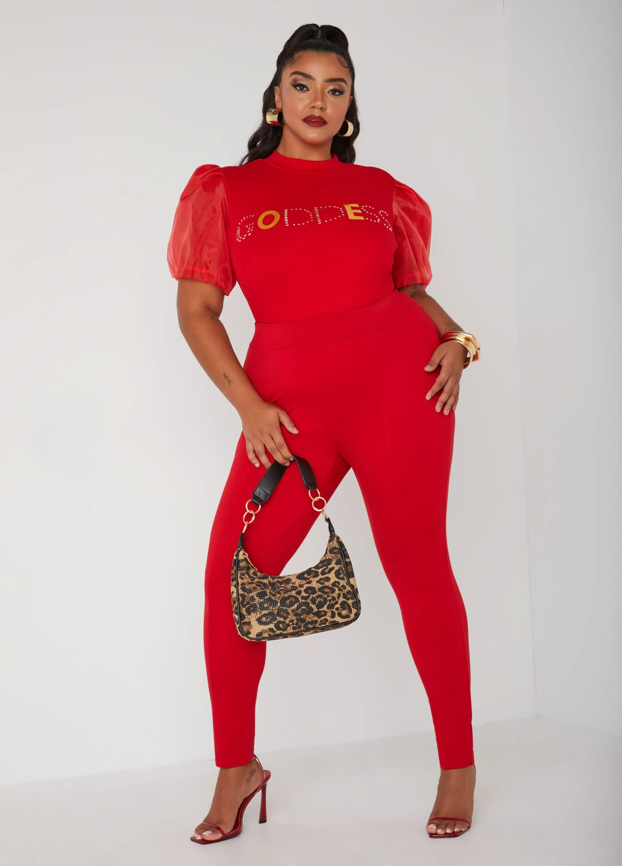 Goddess Puff Sleeved Graphic Top sold by Ashley Stewart