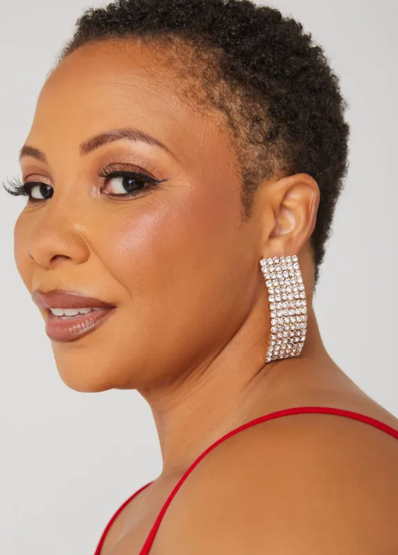 Gold Tone Pave Crystal Earrings sold by Ashley Stewart