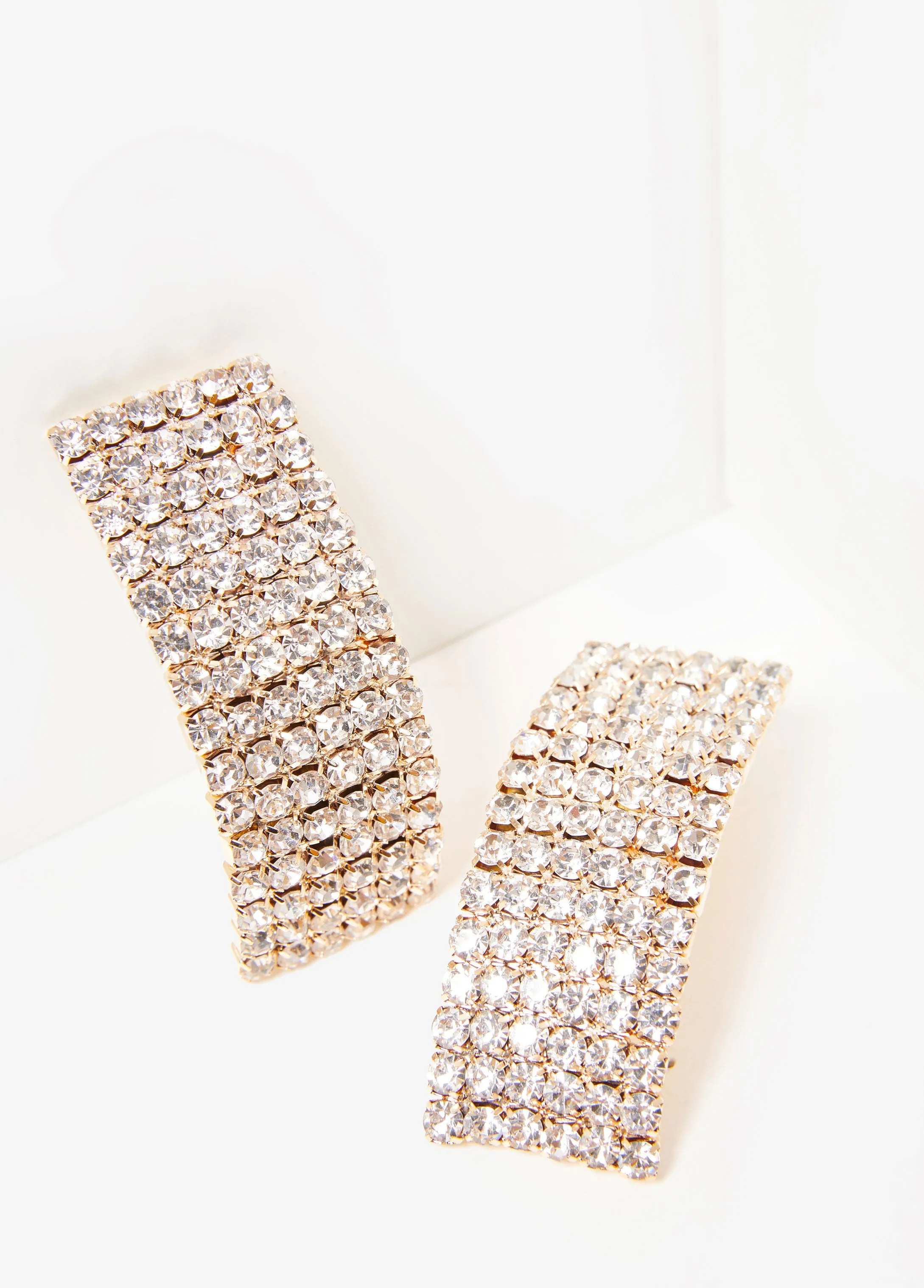 Gold Tone Pave Crystal Earrings sold by Ashley Stewart product image thumbnail 2
