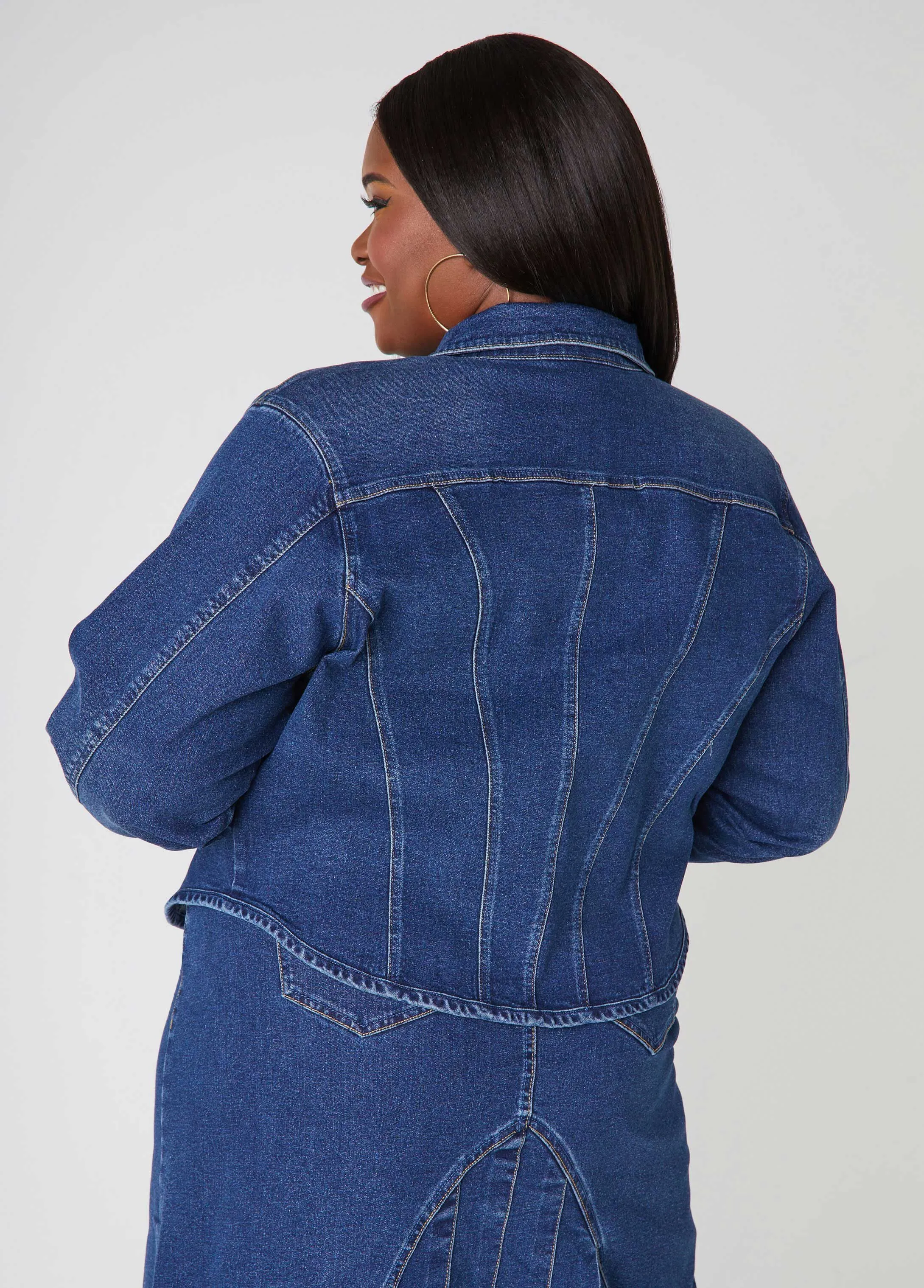 Seam Detailed Denim Jacket sold by Ashley Stewart product image thumbnail 2