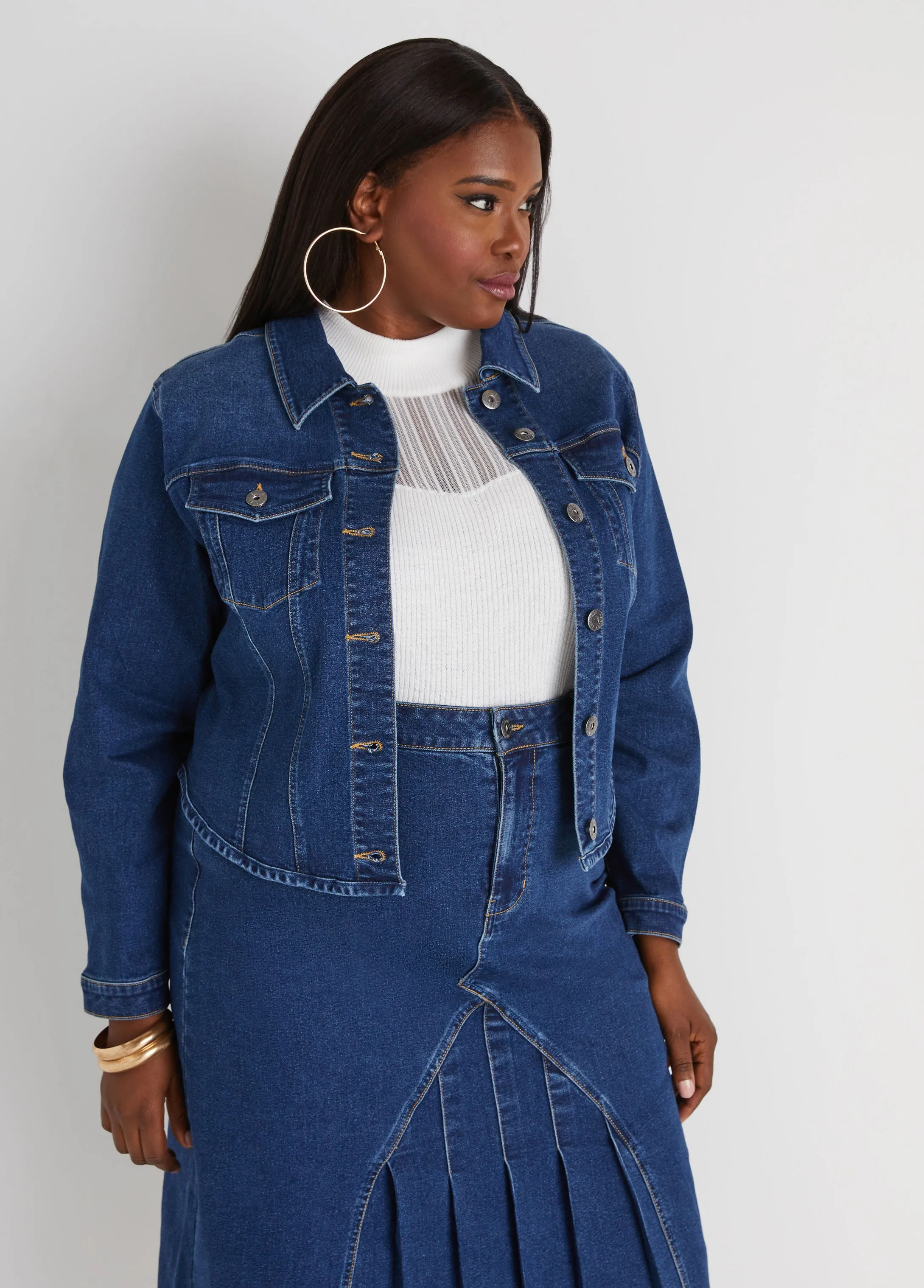 Seam Detailed Denim Jacket sold by Ashley Stewart