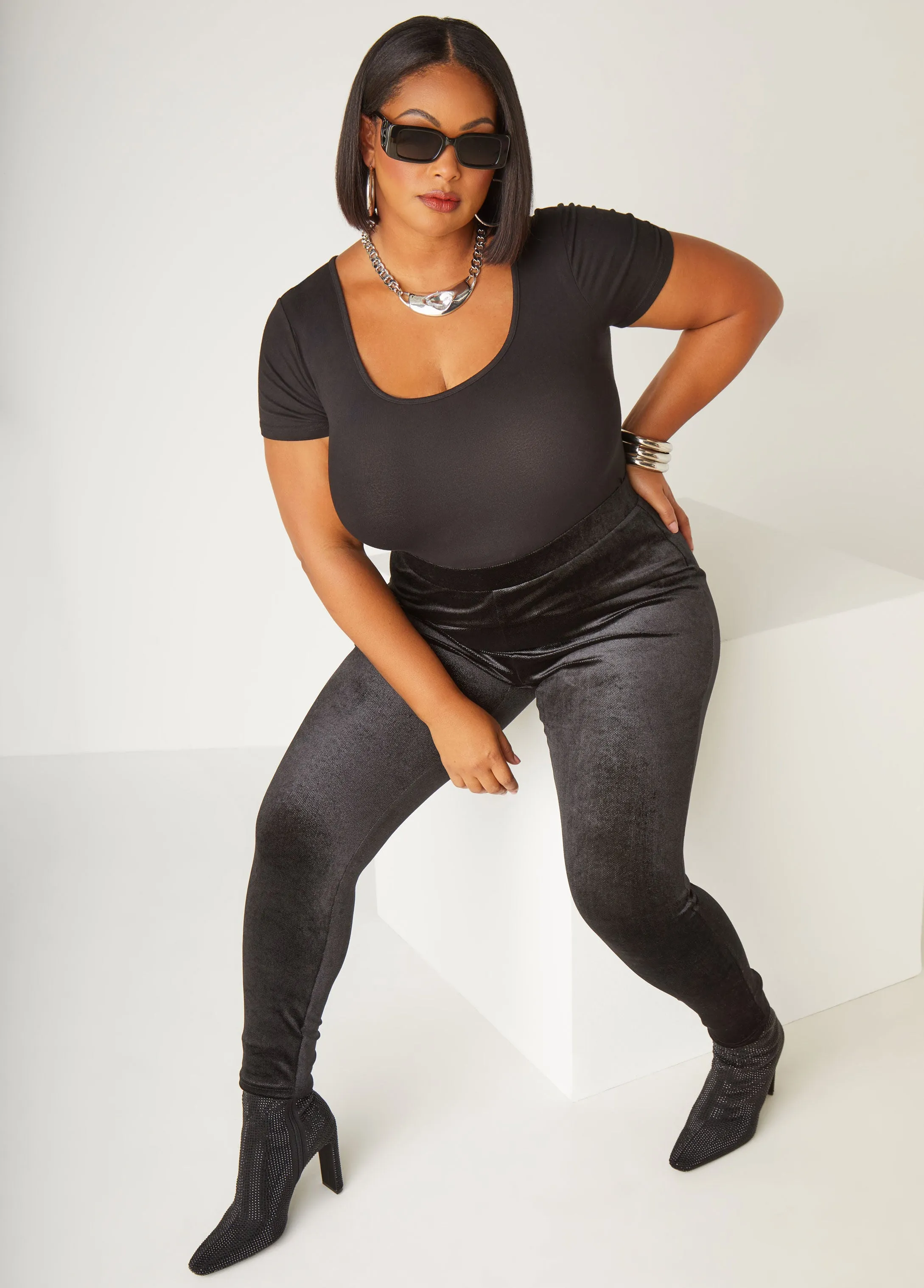 High Rise Velvet Leggings sold by Ashley Stewart product image thumbnail 3