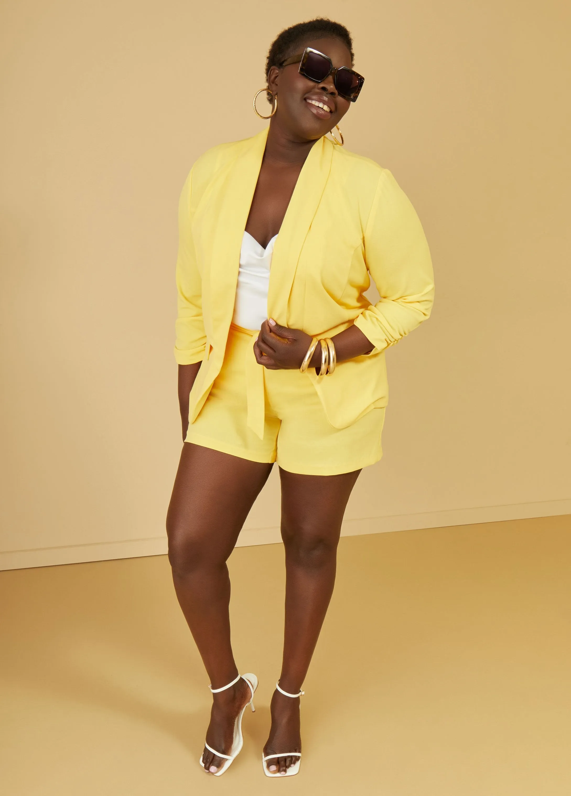 Belted Pleated Shorts sold by Ashley Stewart product image thumbnail 4