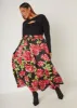 Rose Print Satin Maxi Skirt sold by Ashley Stewart