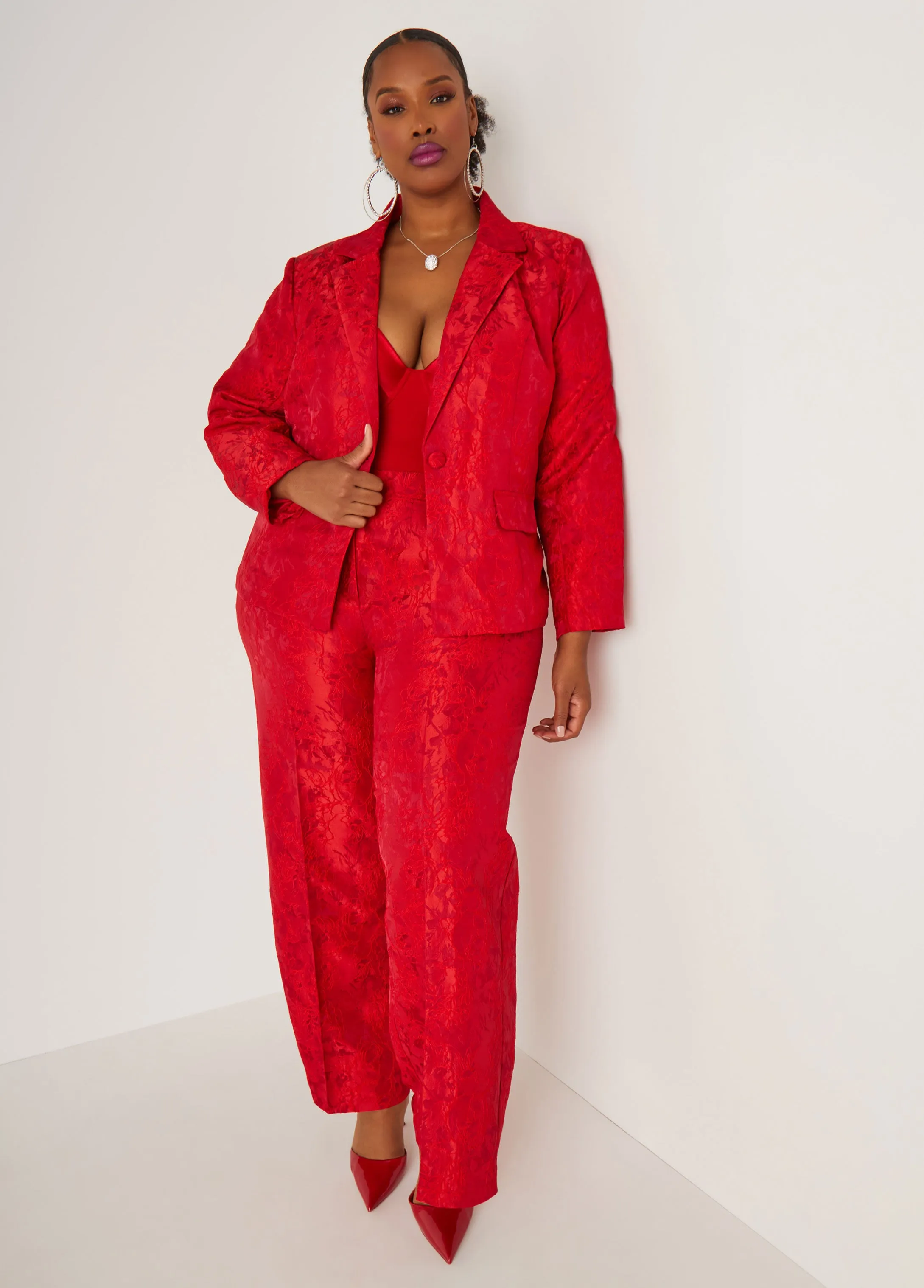 Embroidered Jacquard Blazer sold by Ashley Stewart product image thumbnail 3