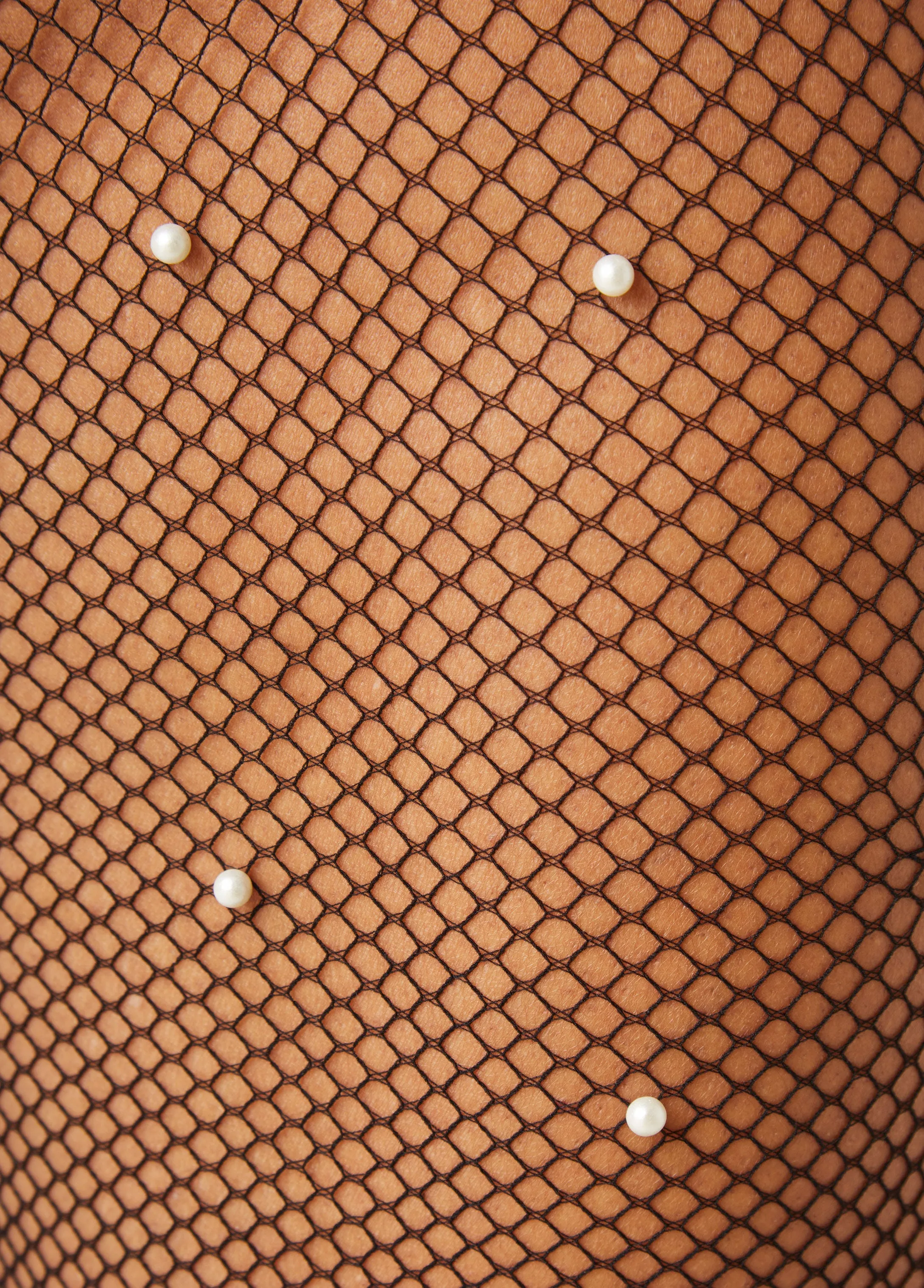 Faux Pearl Fishnet Footed Tights sold by Ashley Stewart product image thumbnail 2
