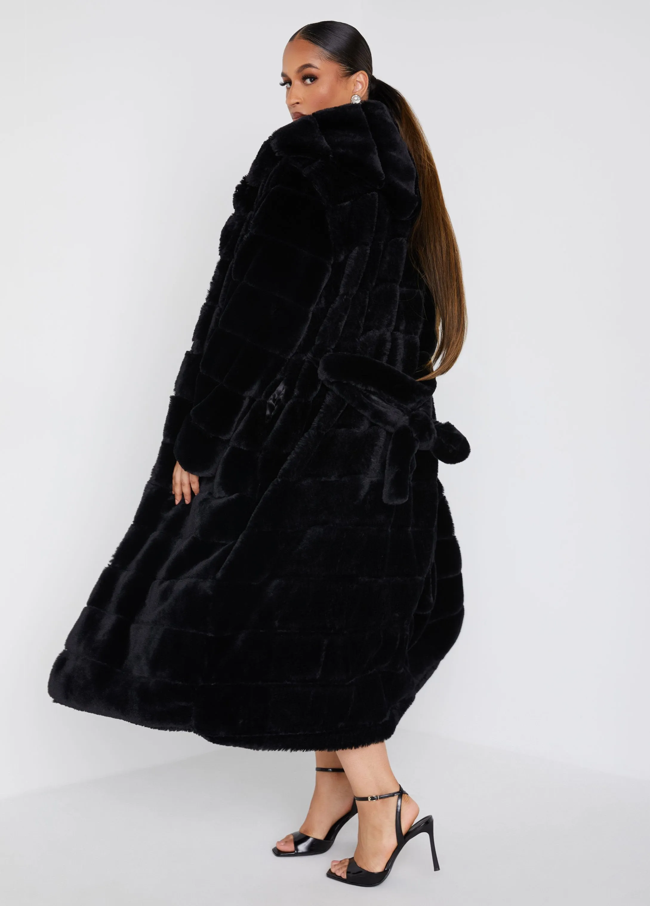Hooded Faux Fur Coat sold by Ashley Stewart product image thumbnail 2