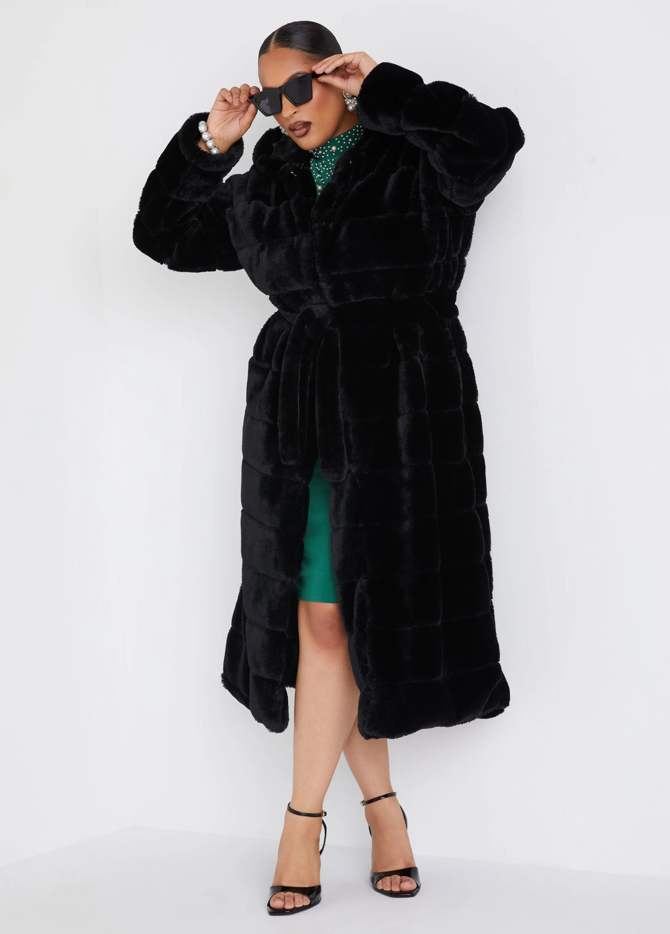 Hooded Faux Fur Coat sold by Ashley Stewart product image thumbnail 3