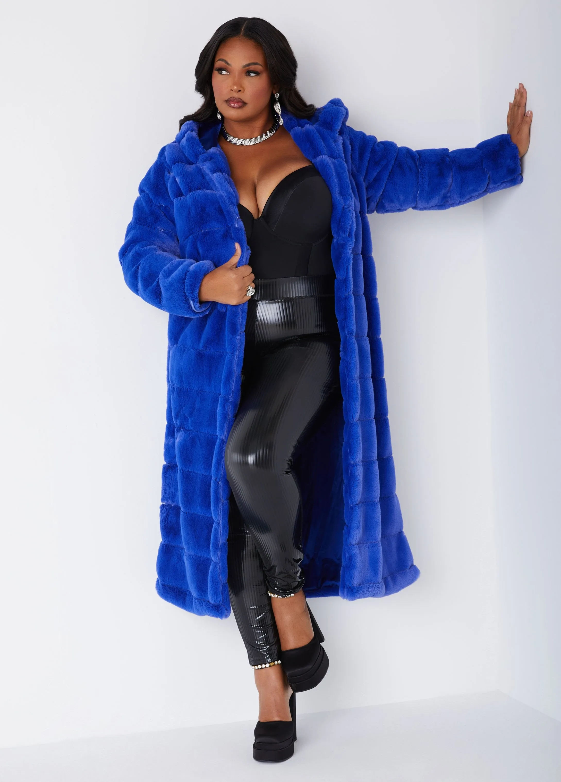Faux Fur Hooded Coat sold by Ashley Stewart product image thumbnail 3