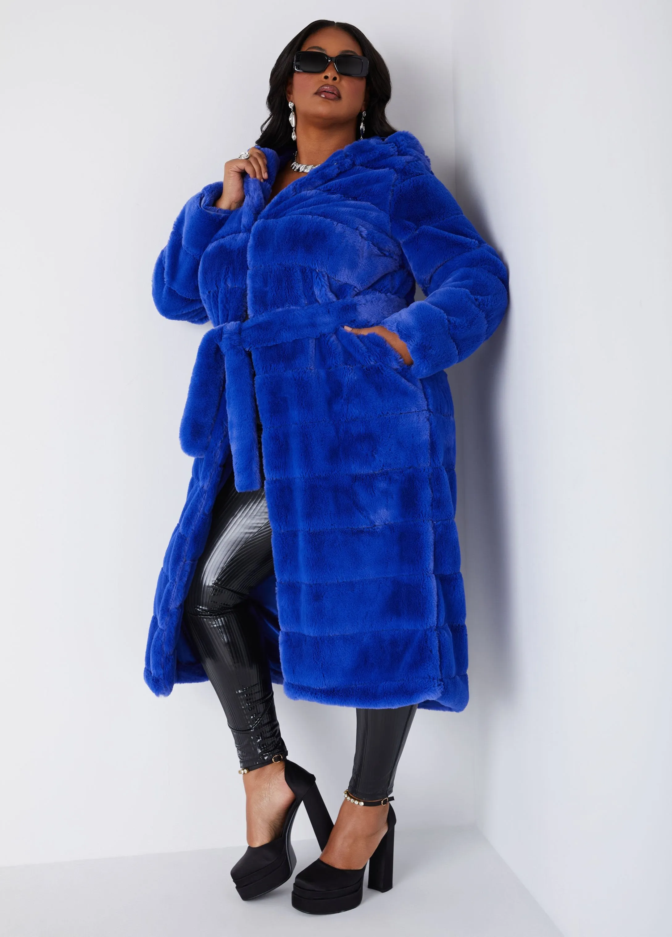 Faux Fur Hooded Coat sold by Ashley Stewart product image thumbnail 4