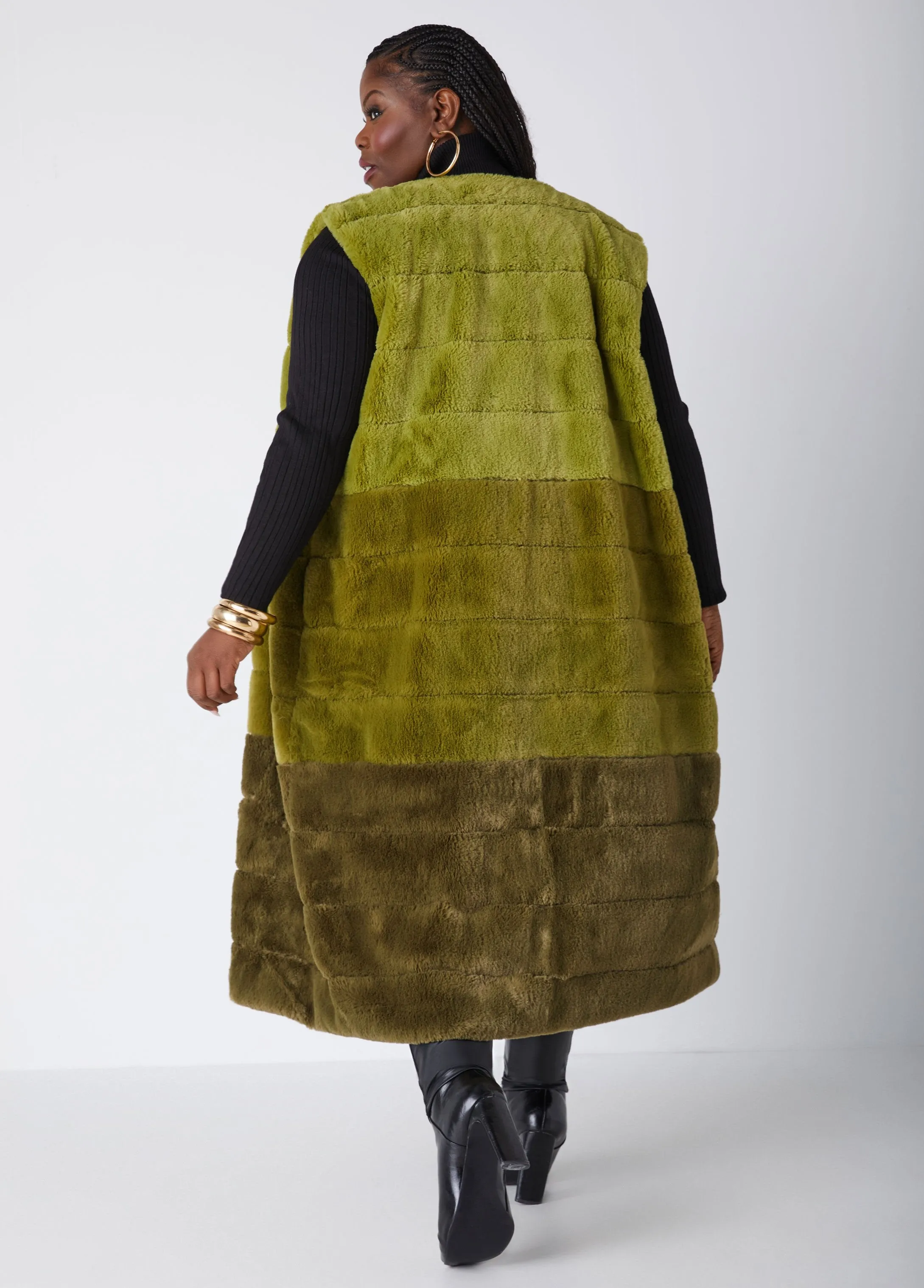 Colorblock Faux Fur Vest sold by Ashley Stewart product image thumbnail 2