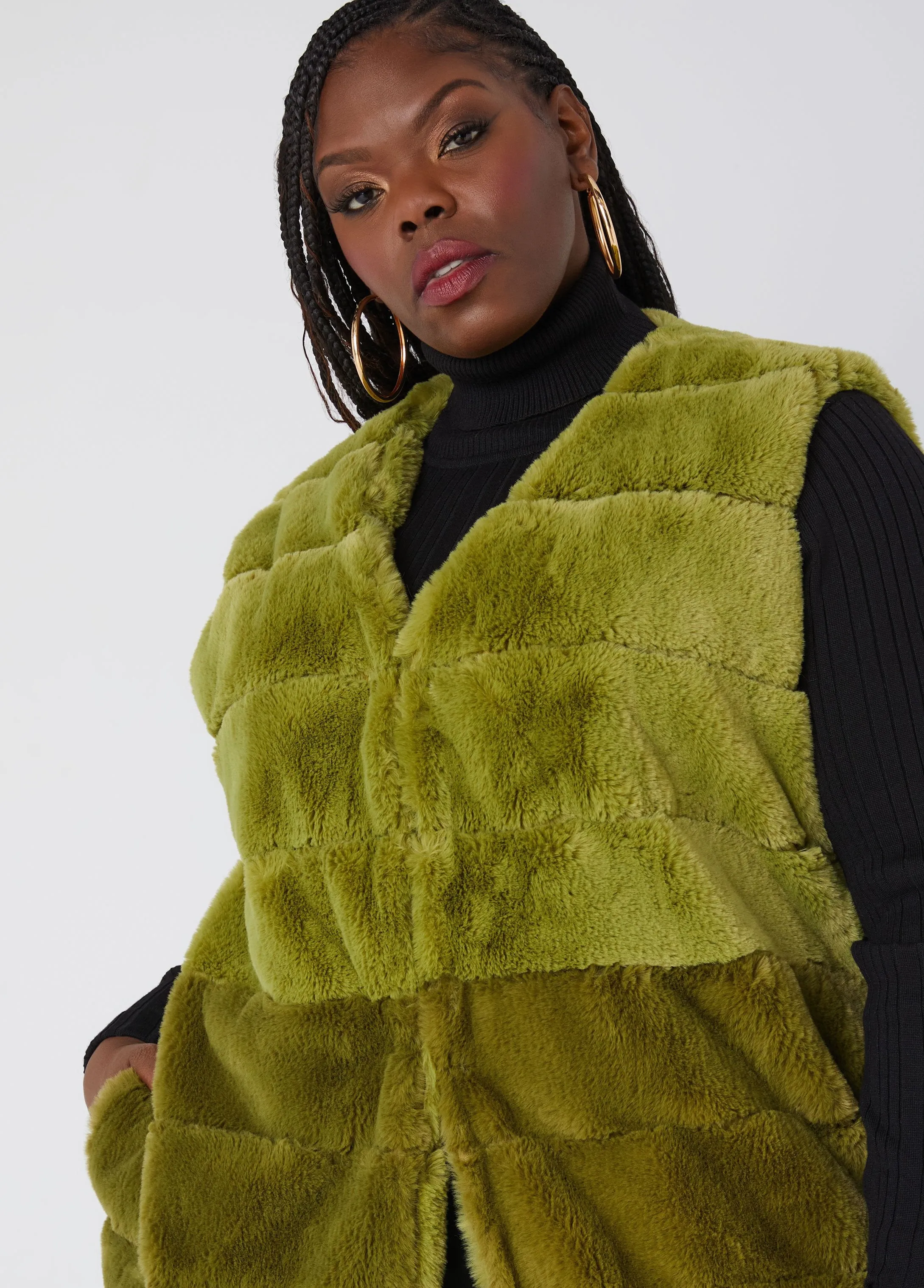 Colorblock Faux Fur Vest sold by Ashley Stewart product image thumbnail 3