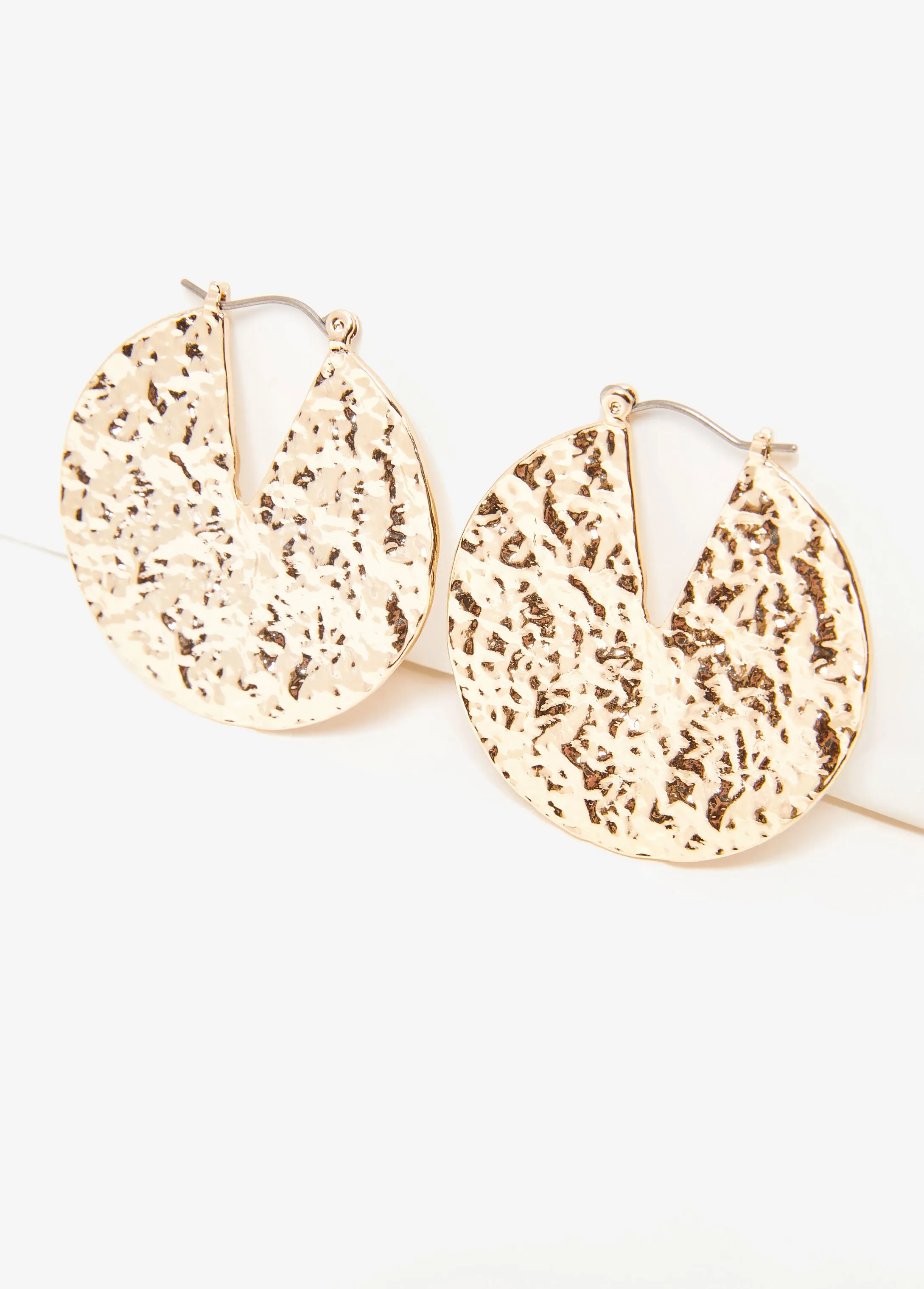 Hammered Gold Tone Hoop Earrings sold by Ashley Stewart product image thumbnail 2