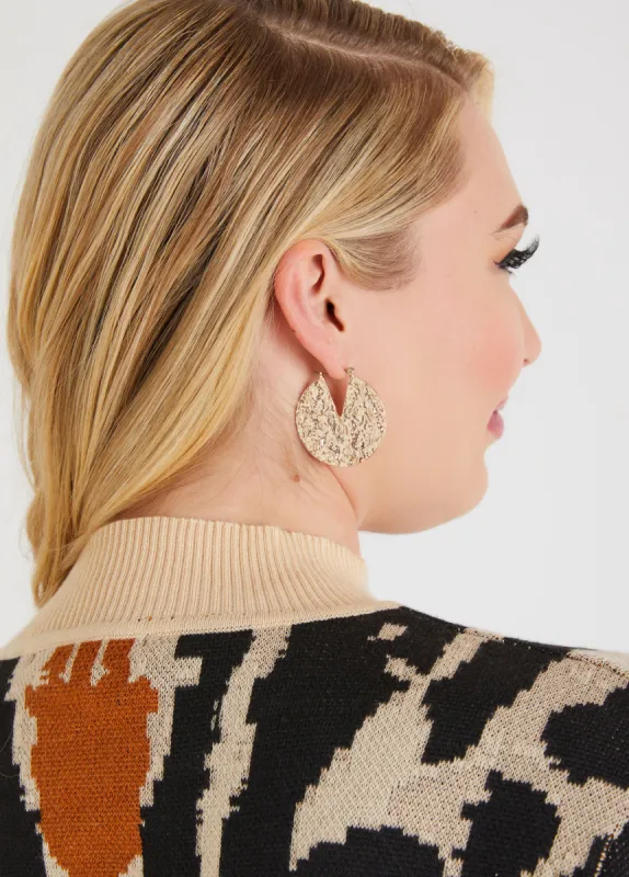 Hammered Gold Tone Hoop Earrings sold by Ashley Stewart