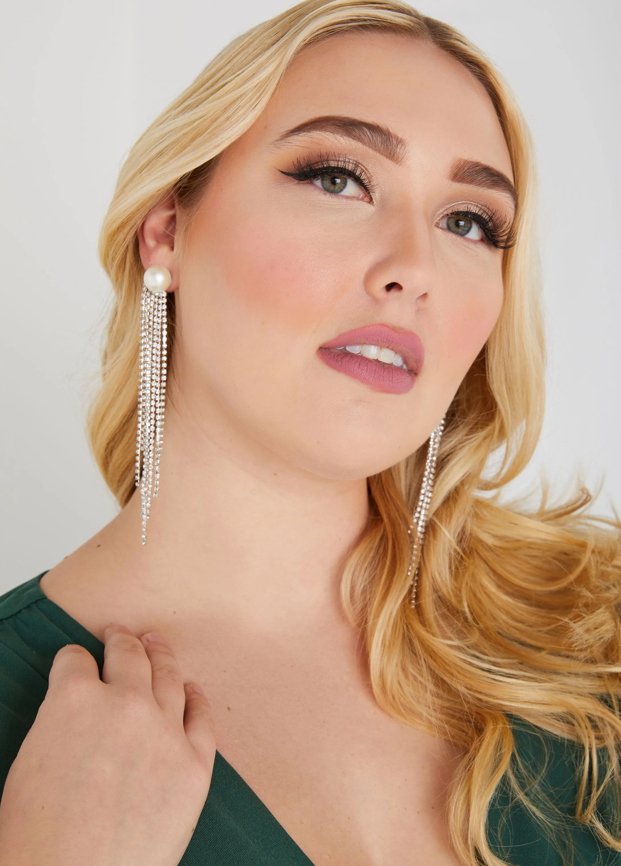 Fringed Faux Pearl Earrings sold by Ashley Stewart