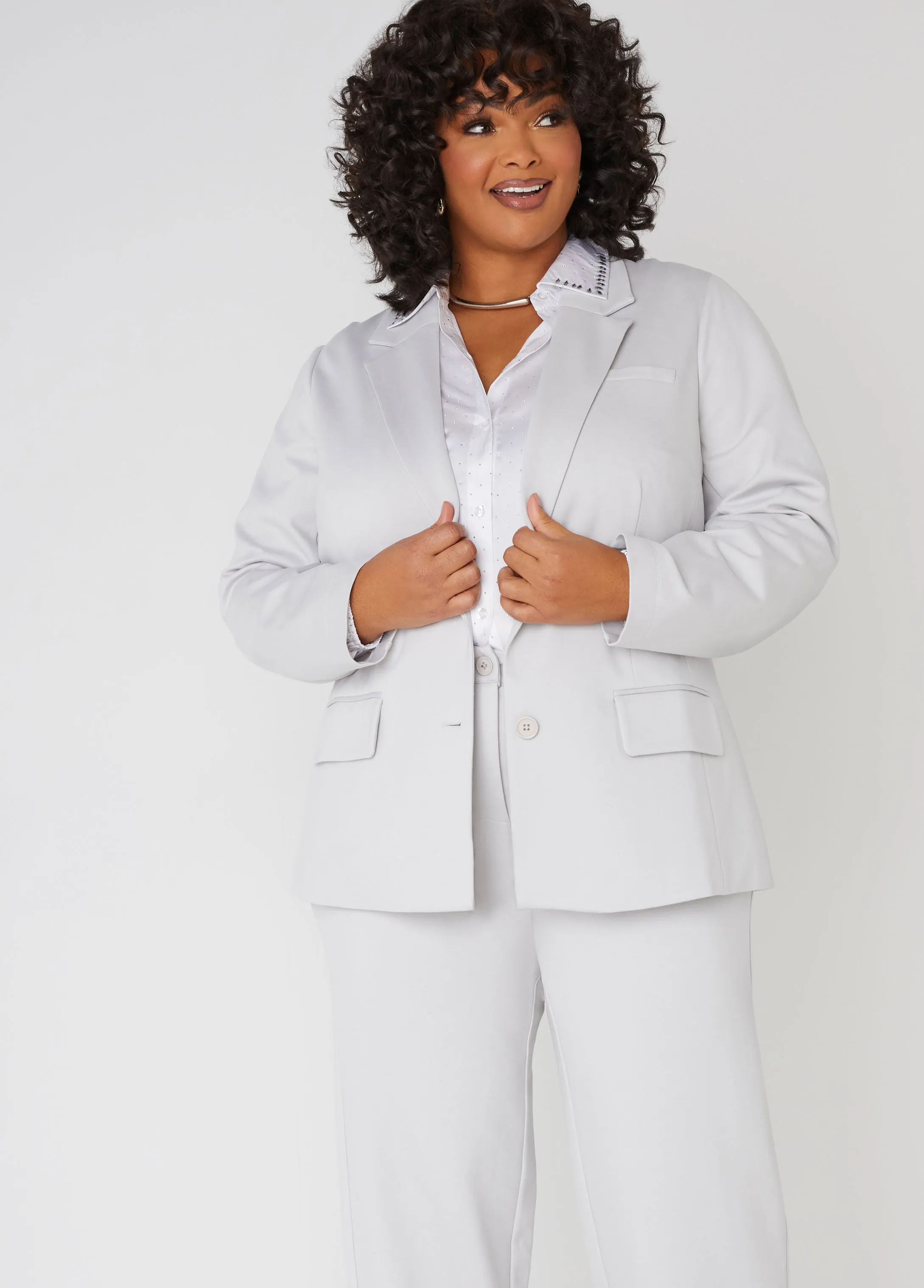 Button Front Blazer sold by Ashley Stewart product image thumbnail 4