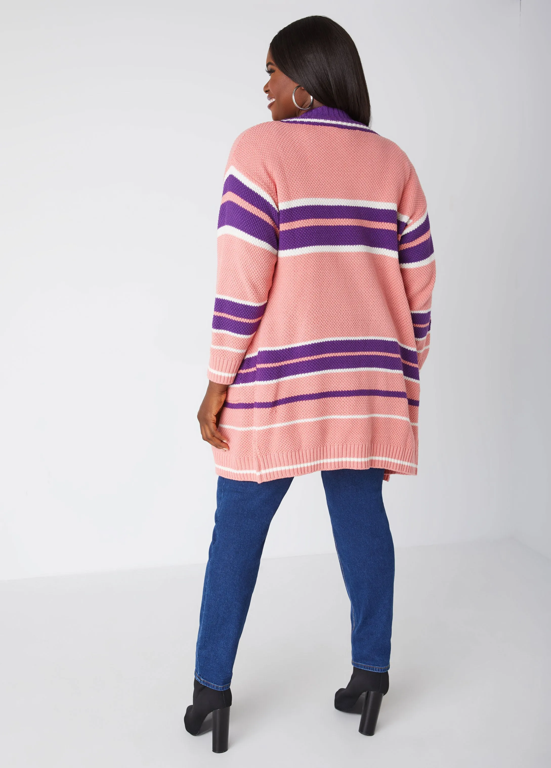 Striped Open Front Cardigan sold by Ashley Stewart product image thumbnail 2