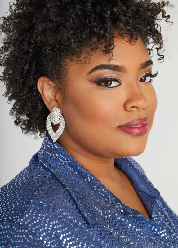 Pave Crystal Clip On Earrings sold by Ashley Stewart