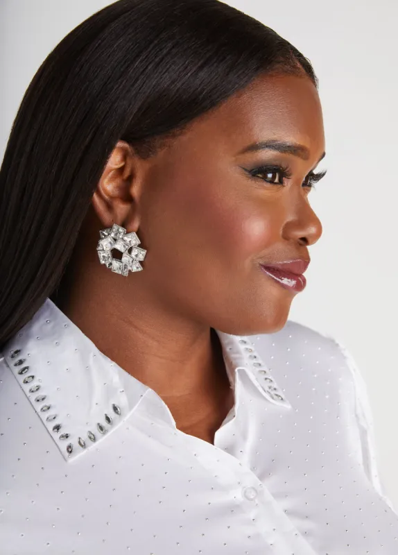 Snowflake Cluster Crystal Earrings sold by Ashley Stewart