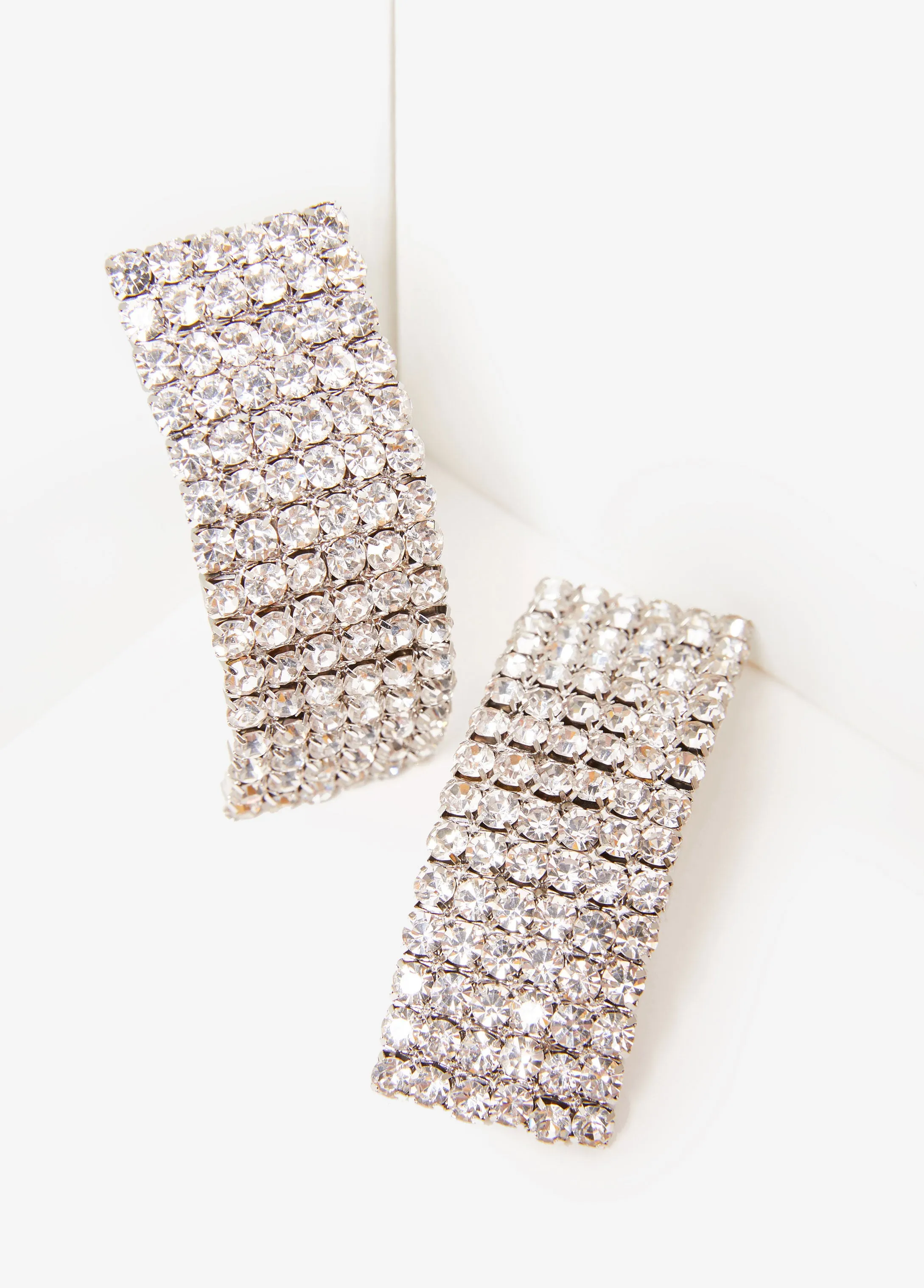 Silver Tone Pave Crystal Earrings sold by Ashley Stewart product image thumbnail 2