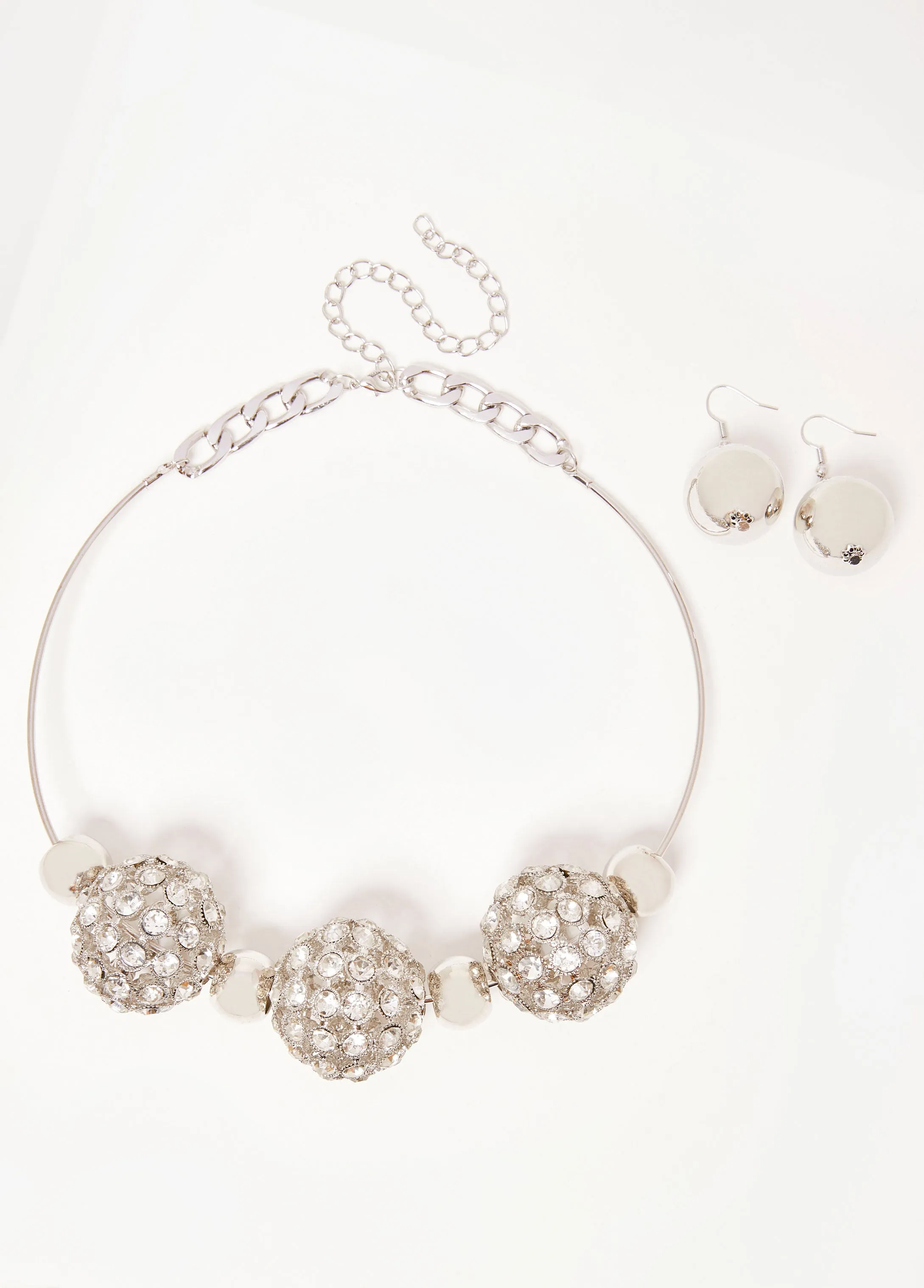 Silver Tone Sphere Collar Set sold by Ashley Stewart product image thumbnail 2