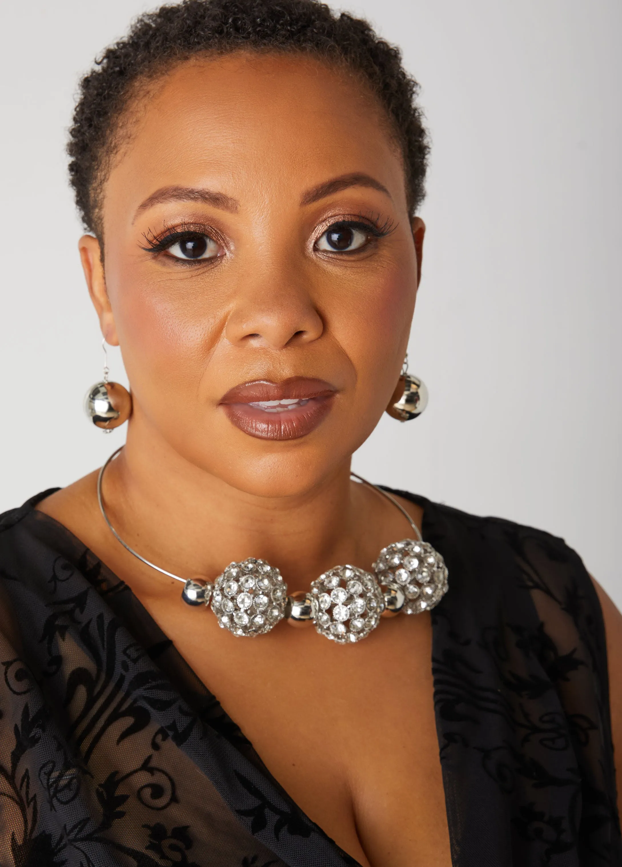 Silver Tone Sphere Collar Set sold by Ashley Stewart