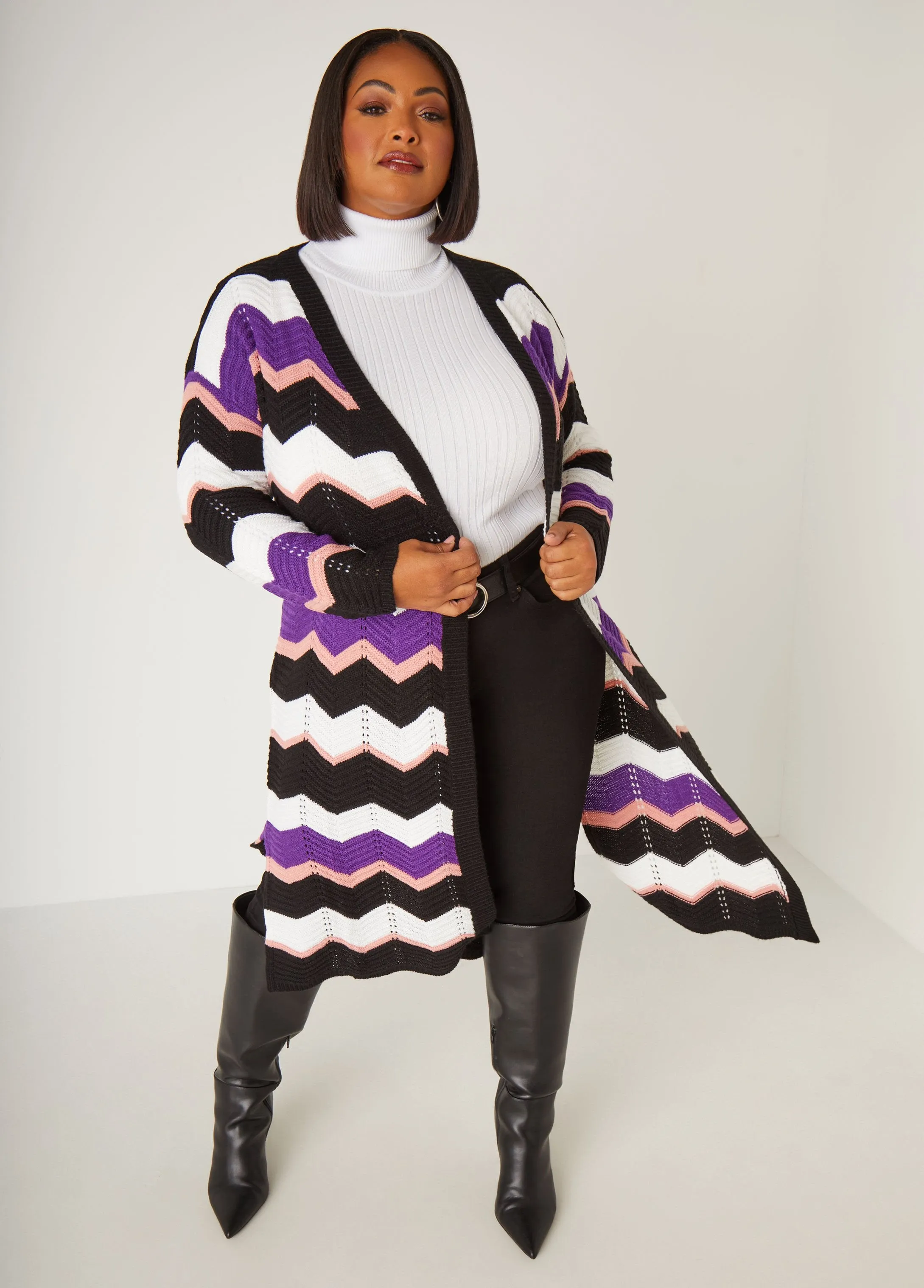 Zig Zag Intarsia Cardigan sold by Ashley Stewart