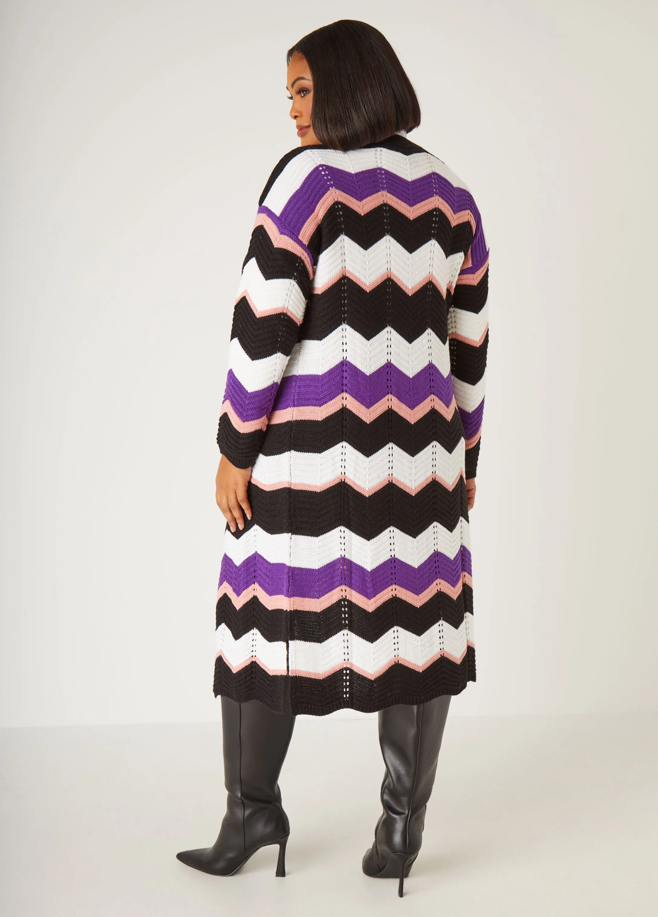 Zig Zag Intarsia Cardigan sold by Ashley Stewart product image thumbnail 2