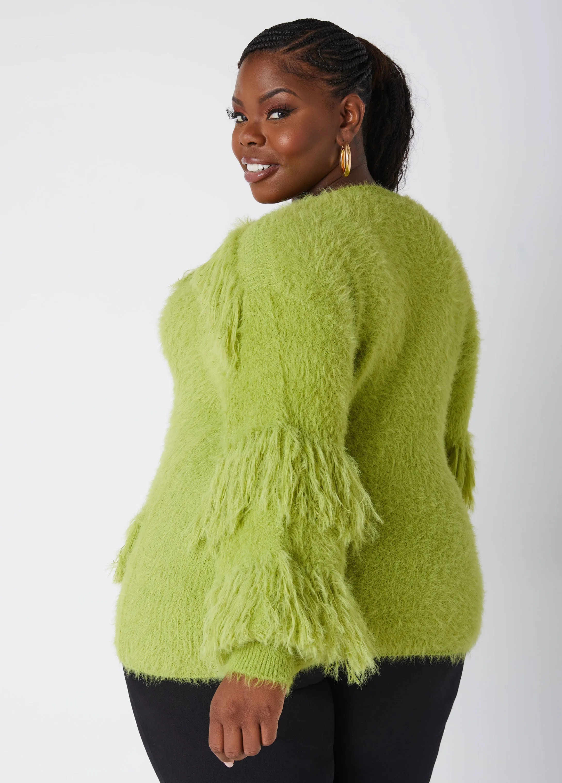 Fringed Boat Neck Sweater sold by Ashley Stewart product image thumbnail 2