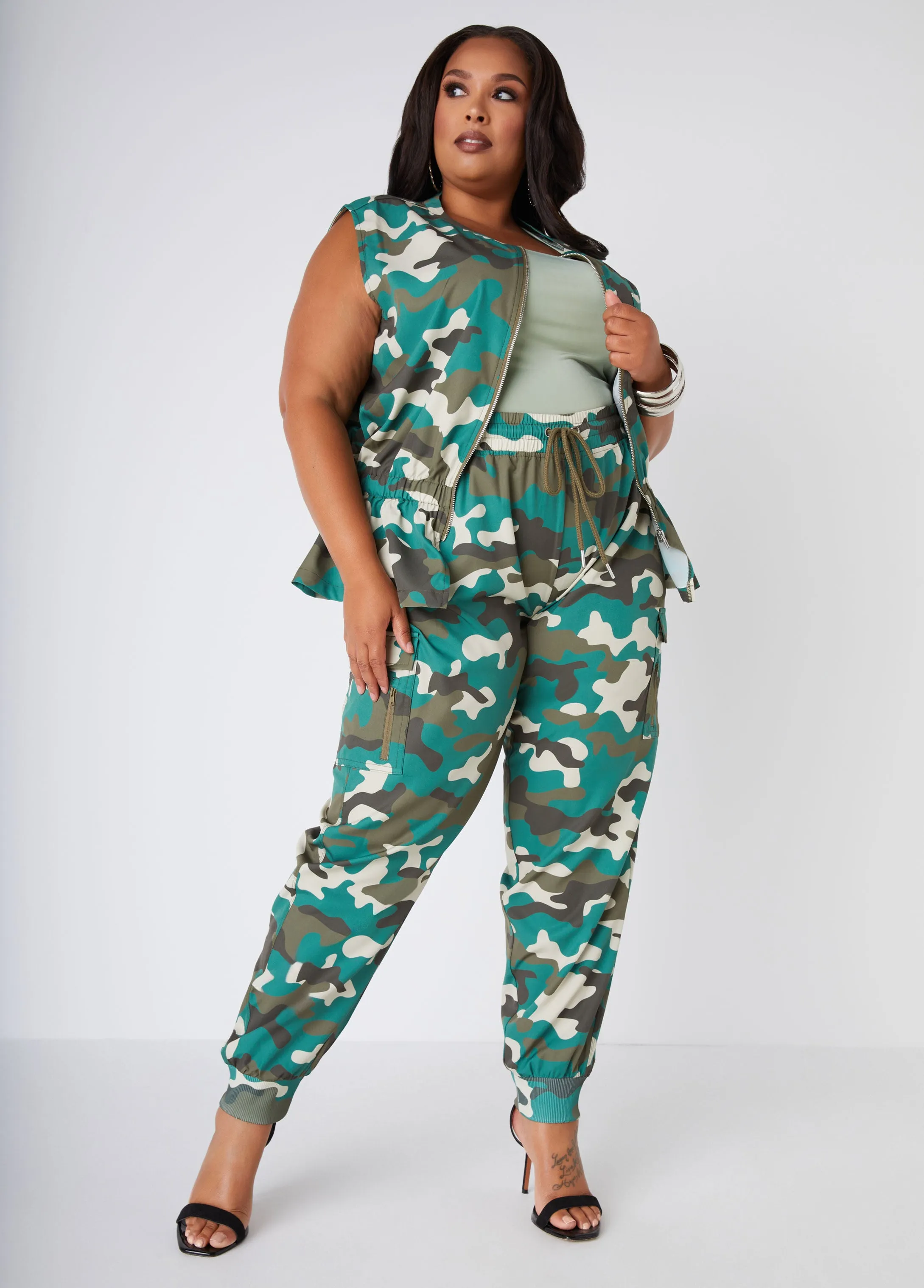 Camo Print Storm Flap Vest sold by Ashley Stewart product image thumbnail 4